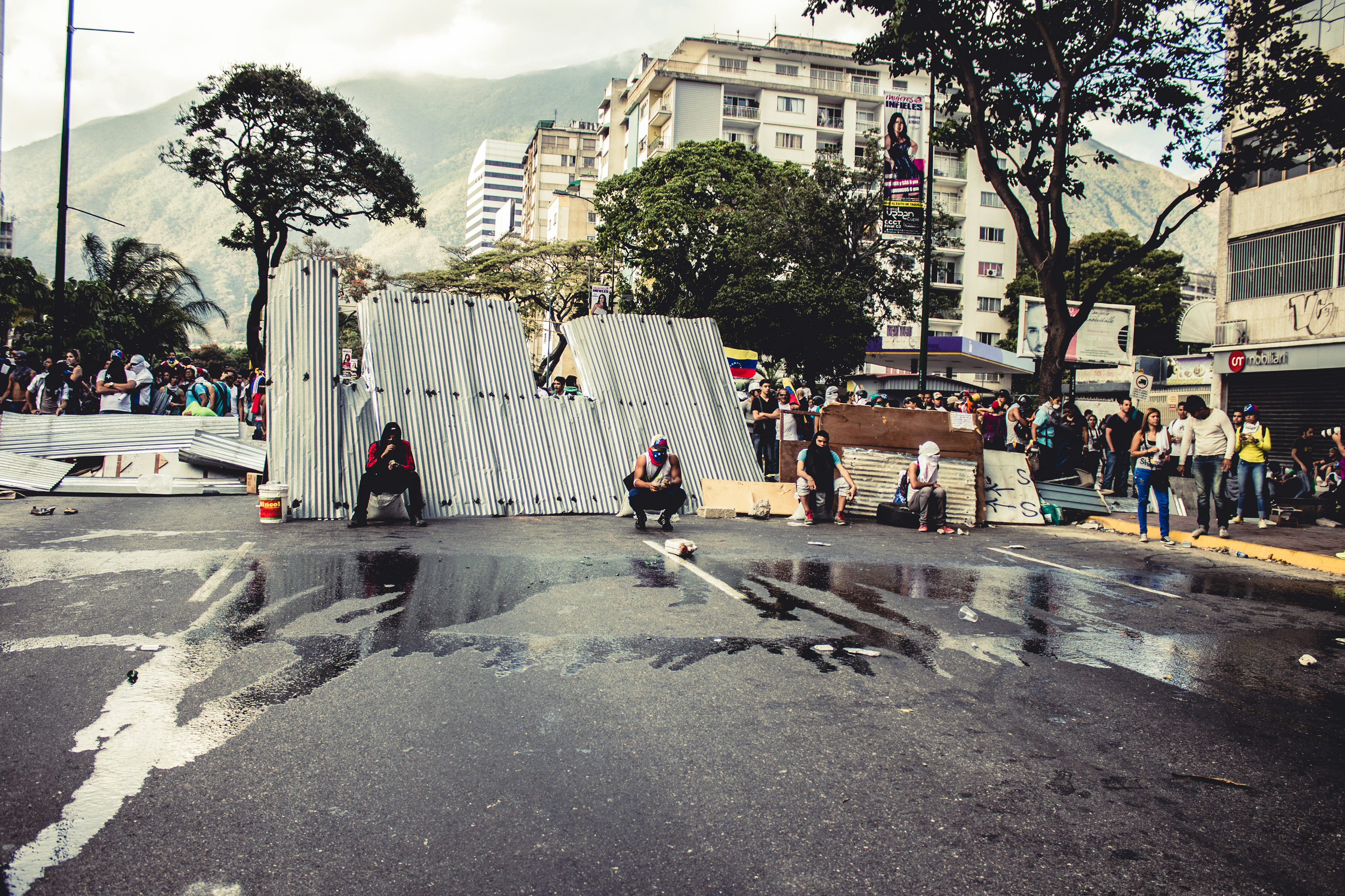 A Barricade on the streets of Altamira. A mostly opposition neighborhood in Caracas 2014