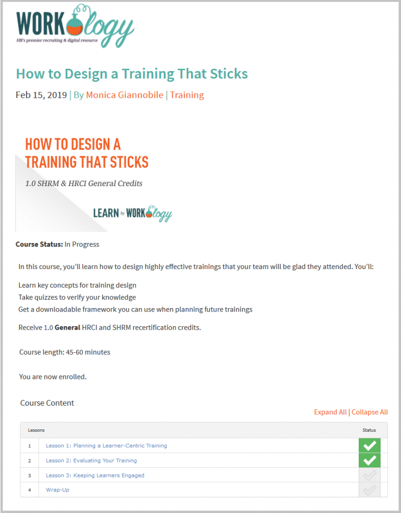 The course homepage