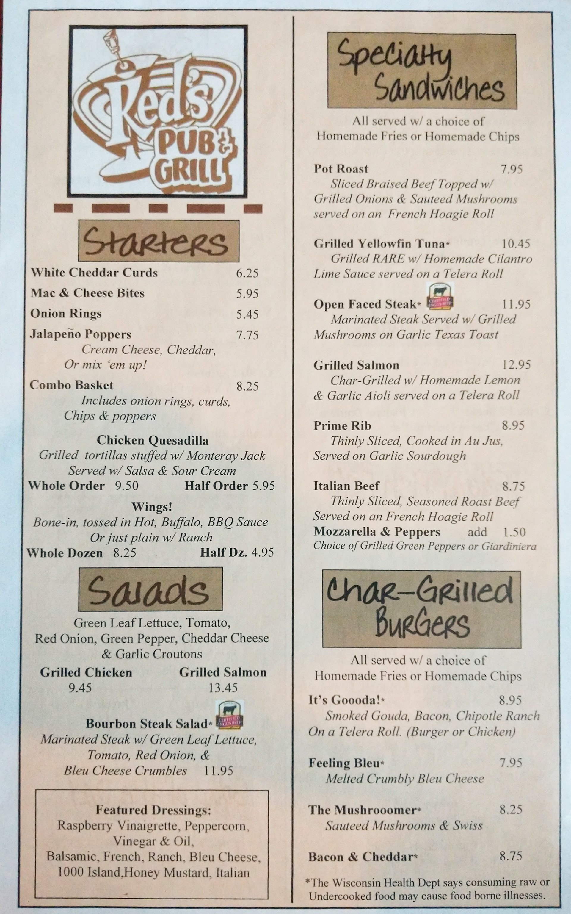 Old Menu - Front