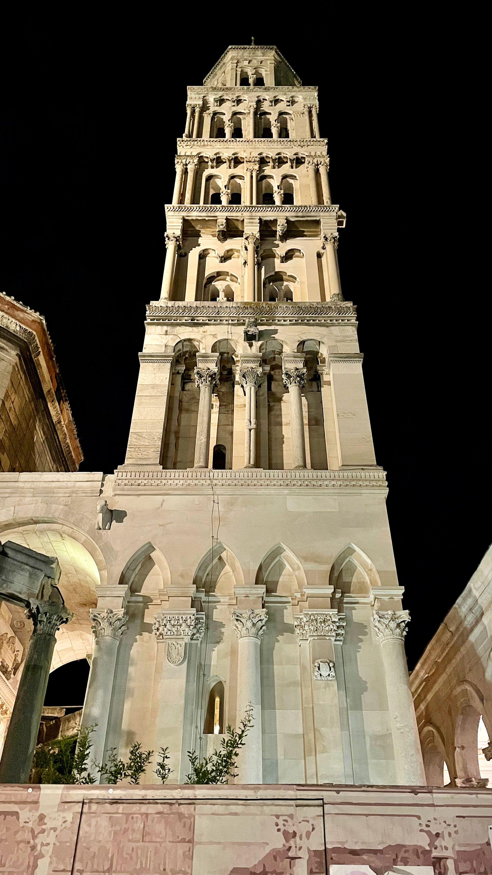 A view of the Bell Tower at night