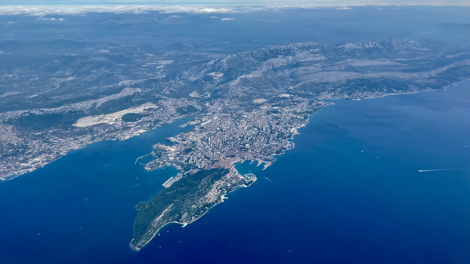 Aerial view of Split after take-off