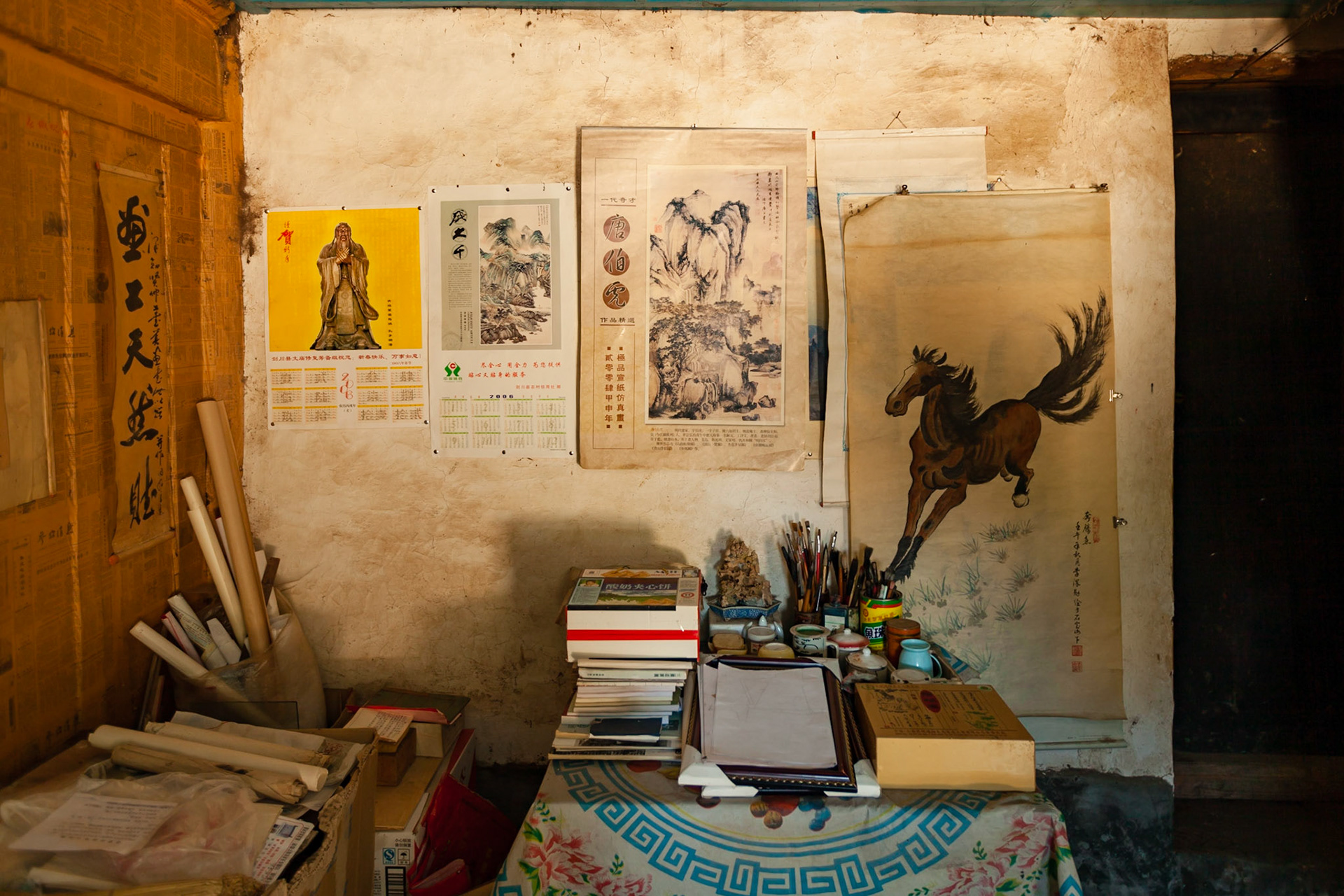 A Chinese calligrapher's shop in Shaxi, Yunnan Province, China.