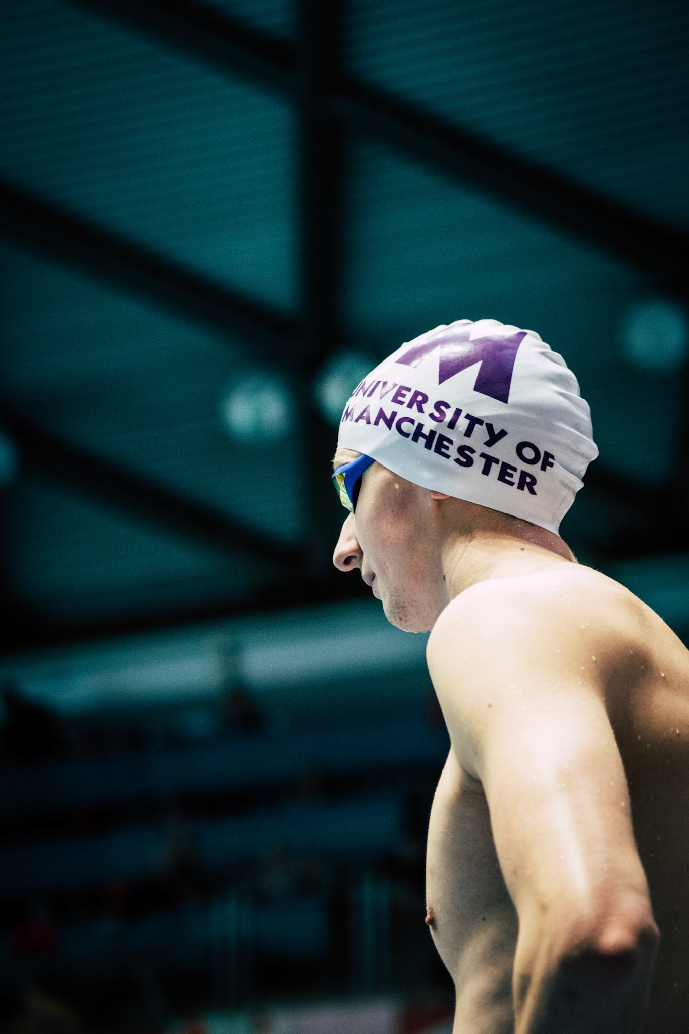 Manchester Swimmer on the Blocks