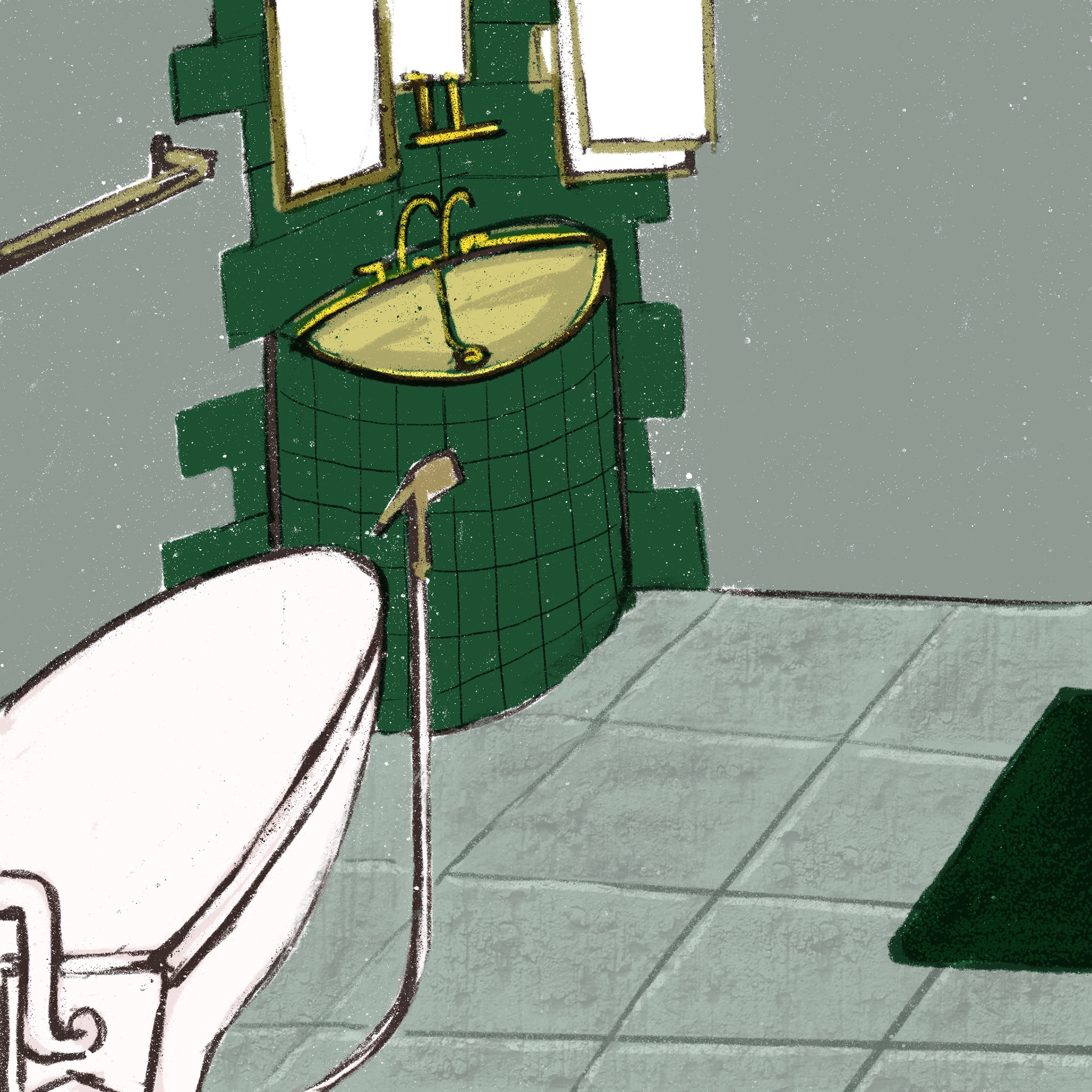 Tiles, brass and lights