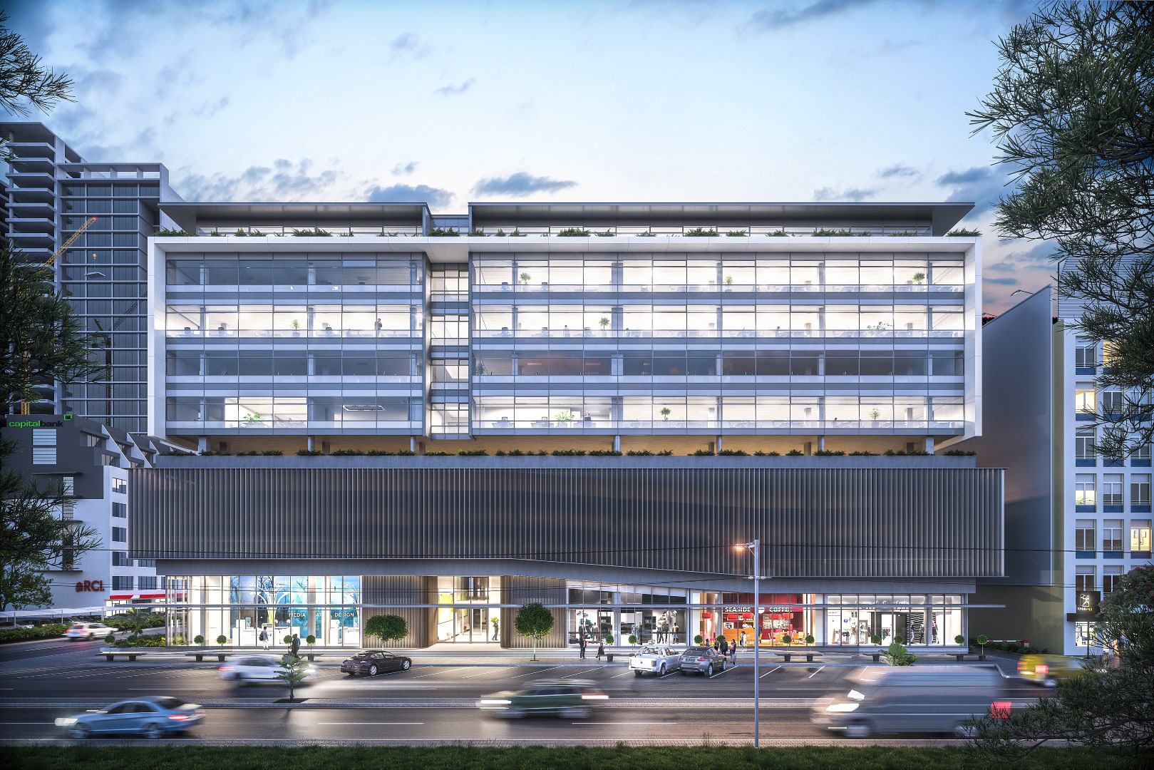 Modern high-rise commercial office building