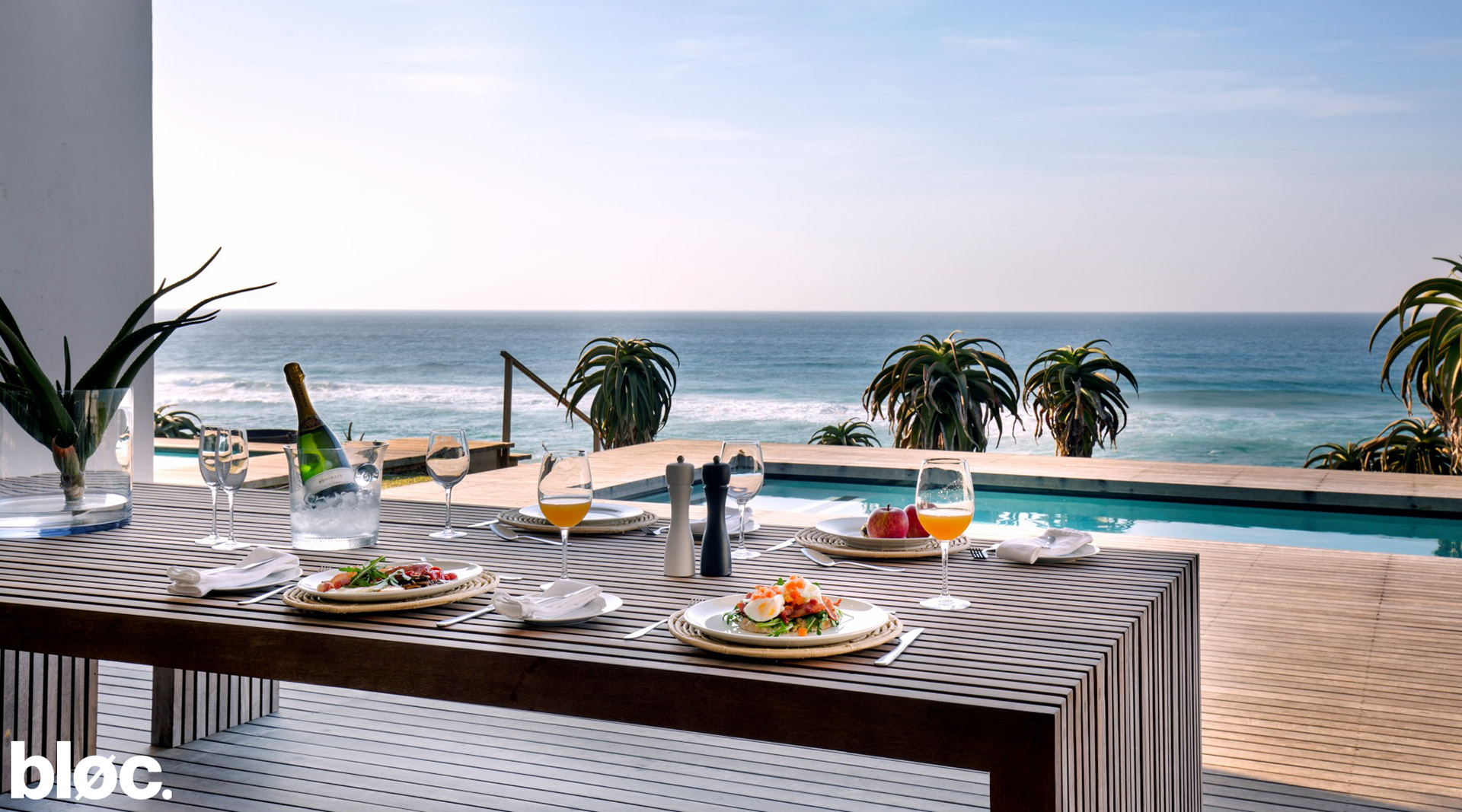 Modern beach house outdoor entertainment area