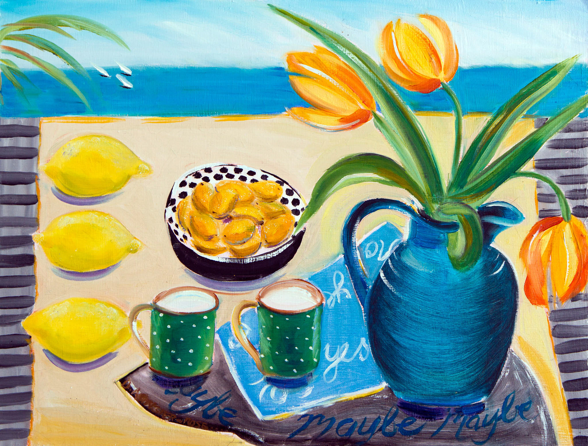 KUMQUAT STILL LIFE. From an original painting by Diana Aungier-Rose. Picture size: 24cm x 34cm. Mount size: 16in x 20in. FOR SALE: £29.