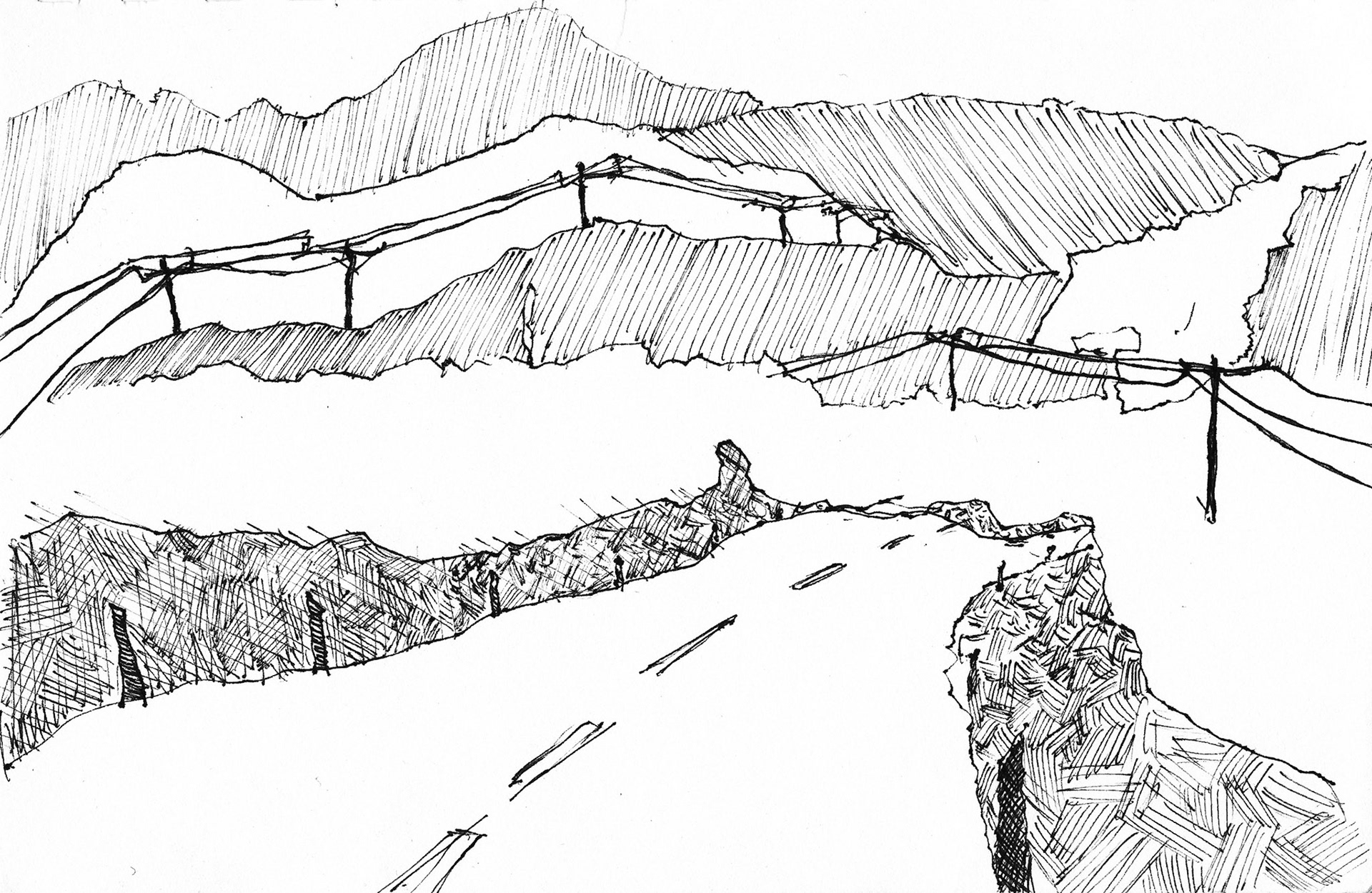 Road, 2017, marker pen on paper, 13,5 x 21 cm