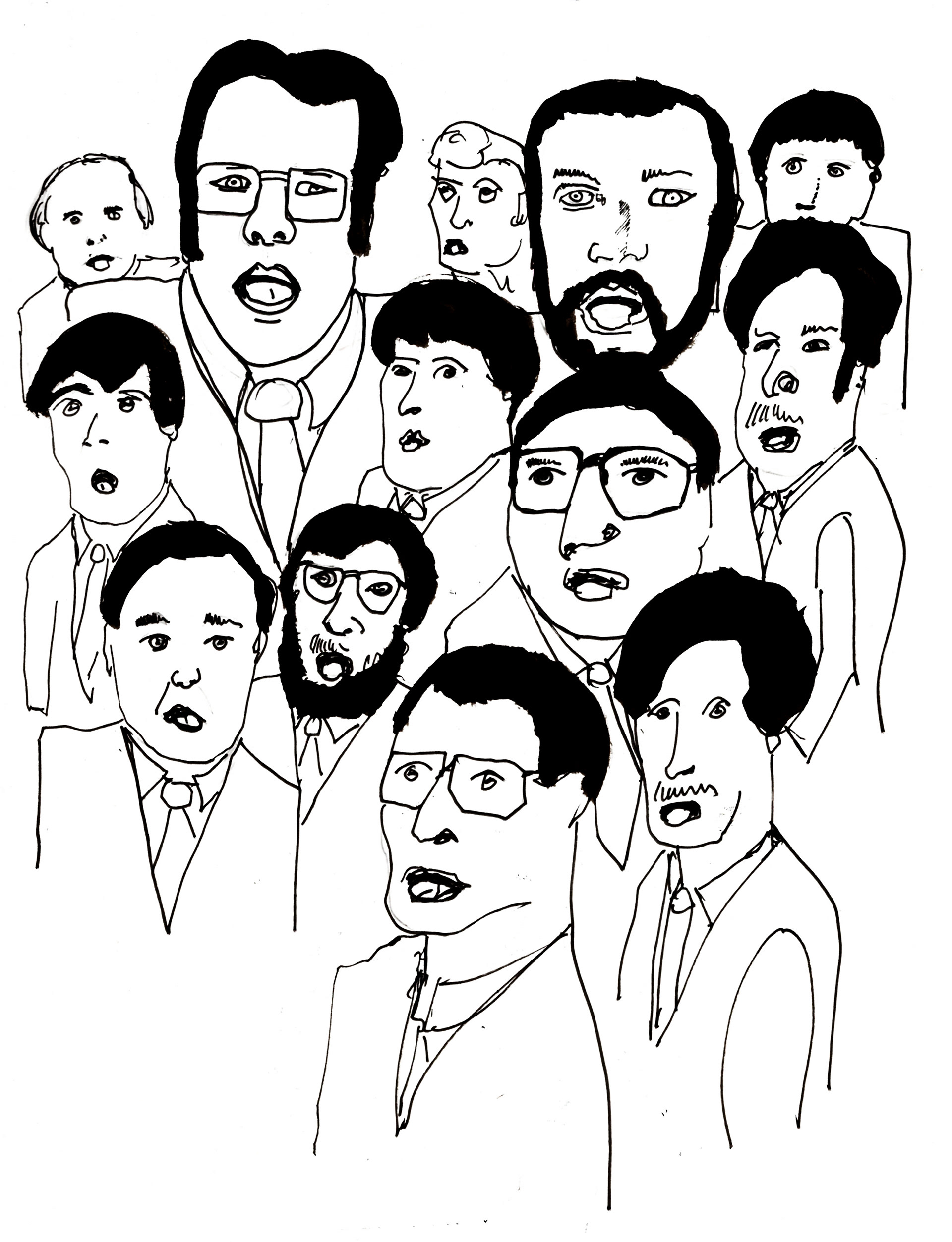 Russian Choir, ,ink on paper, 210x297mm