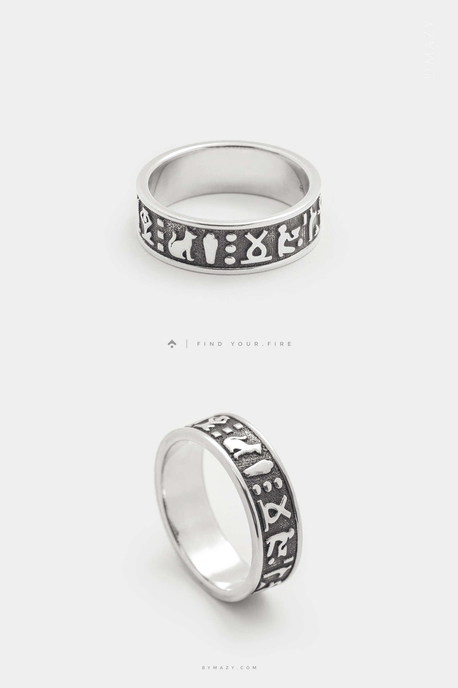Egyptian, sterling silver ring, wedding band, hieroglyphics ring, textured ring, sterling silver ring, band ring