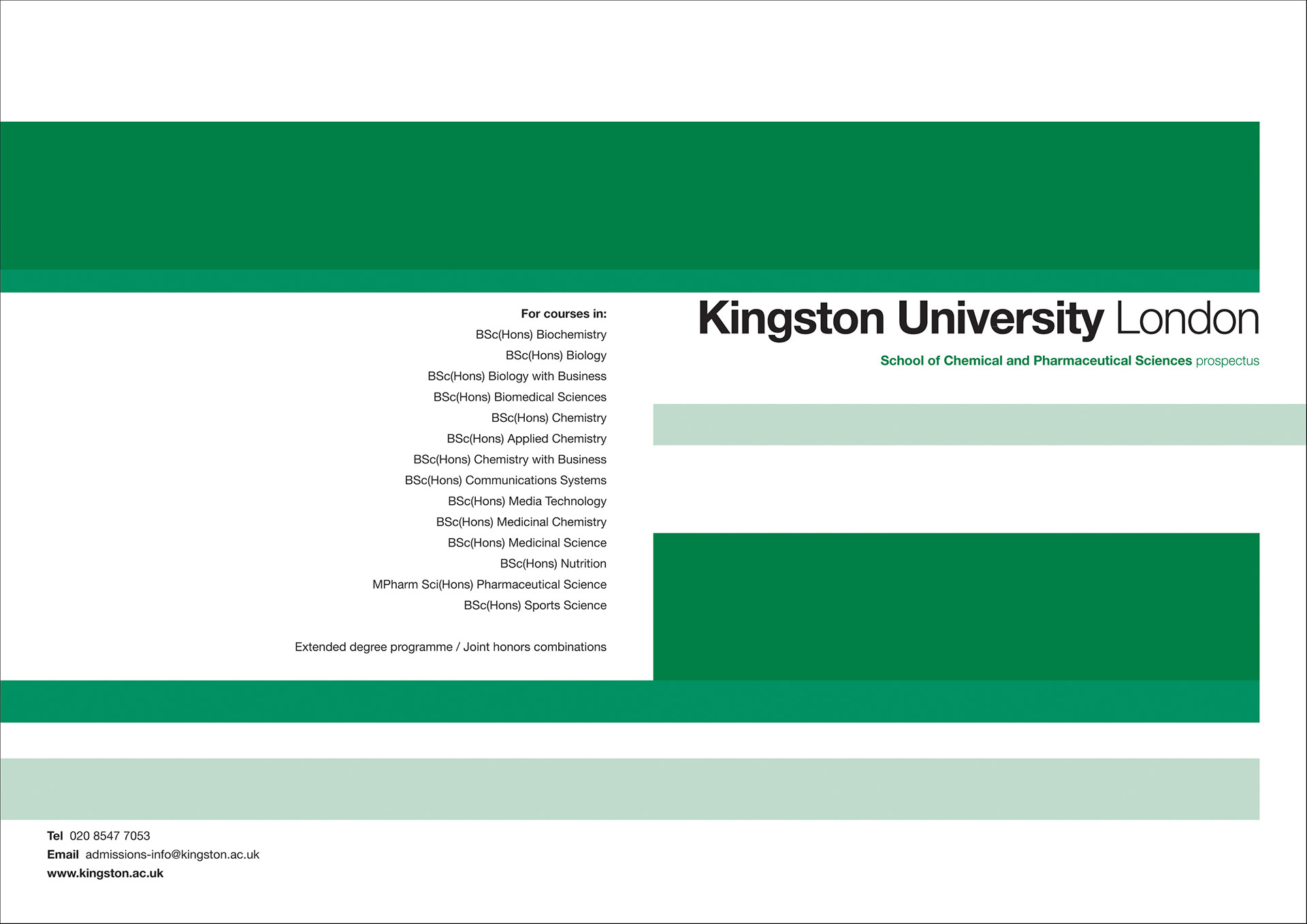 Lou Dunn University prospectus covers