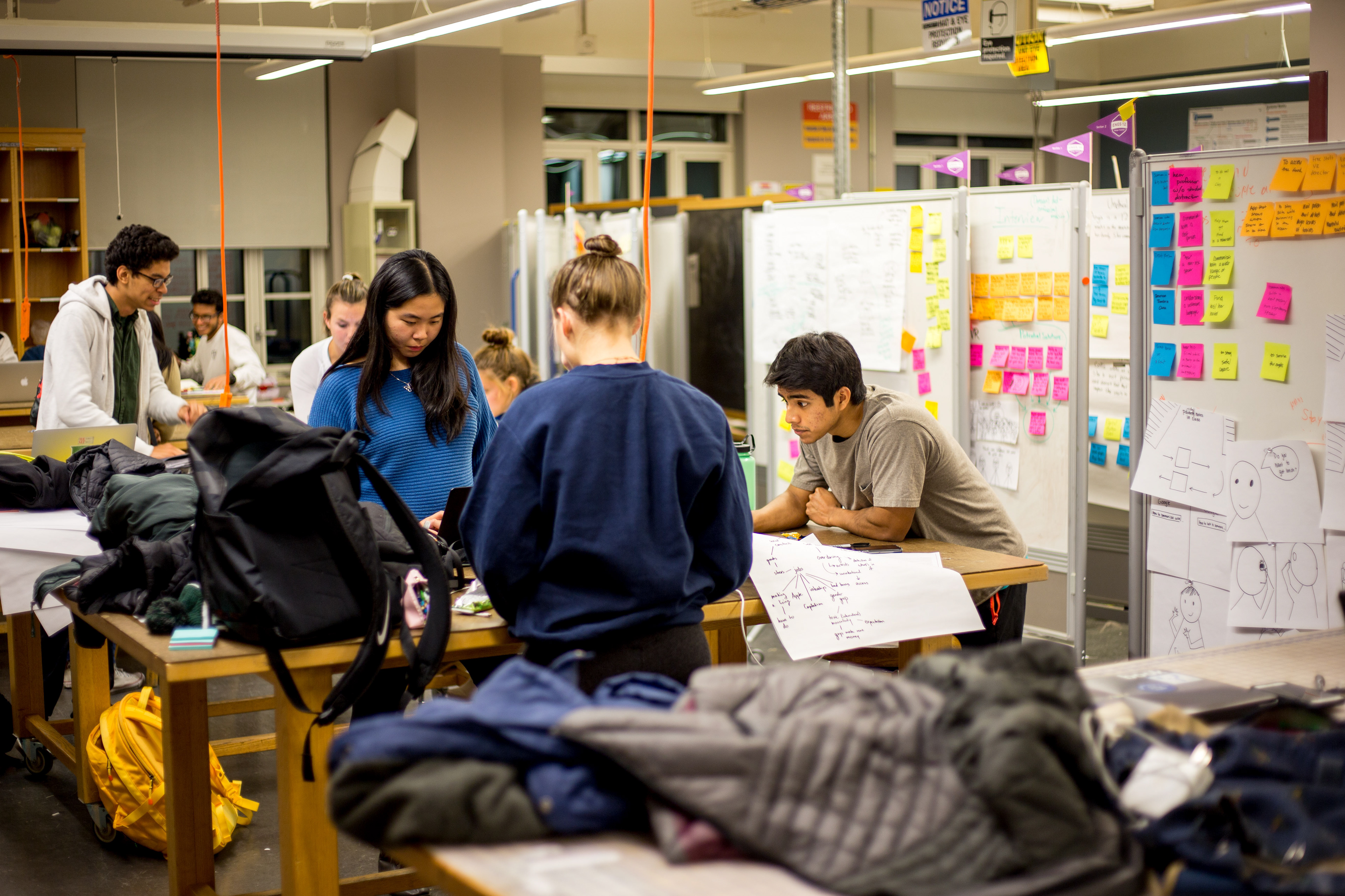 Students working on their design projects during TA hours