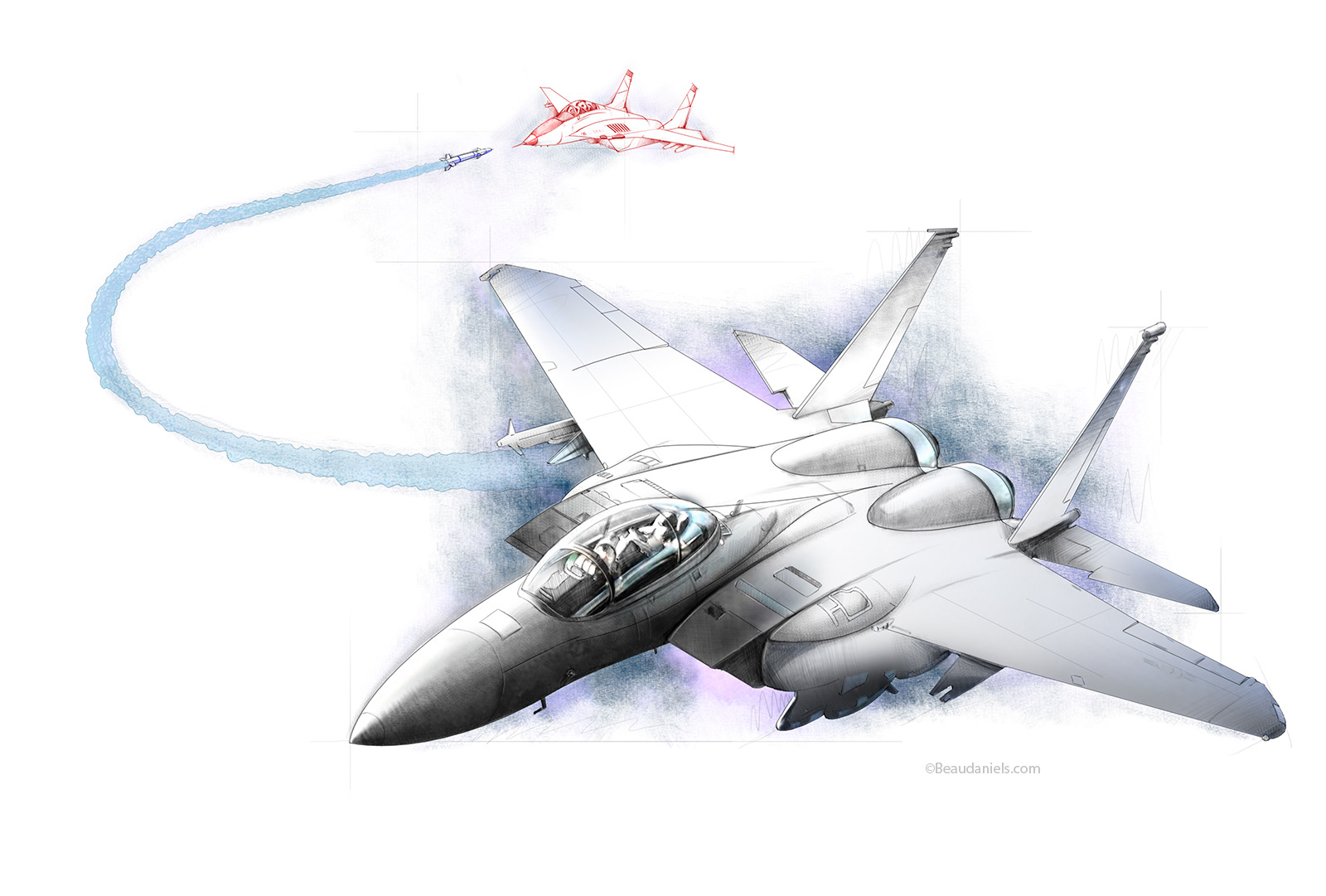 Aim 9X on F 15, cover illustration. Raytheon Industries