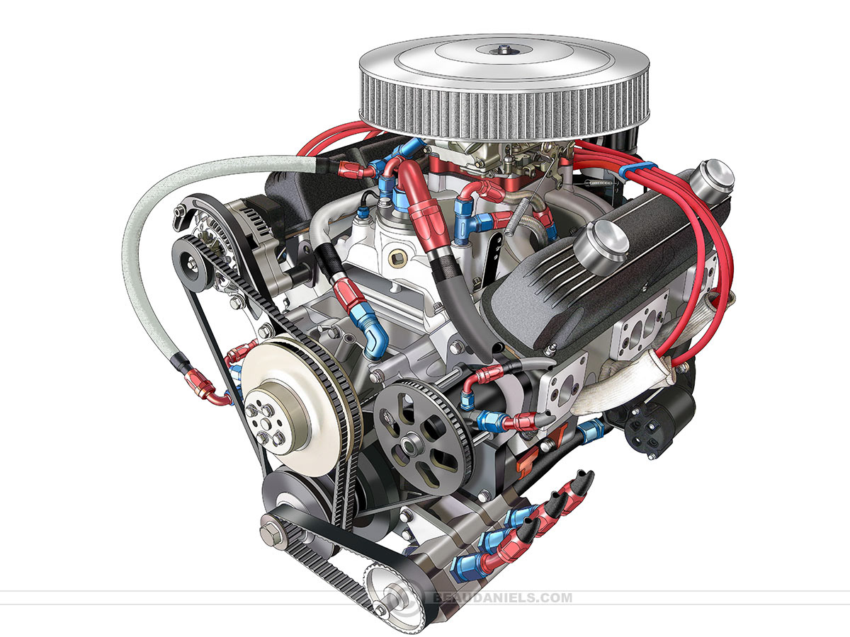 Realistic rendering of an IROC engine.