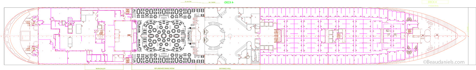 Important information is separated by color. Monarch of the Seas