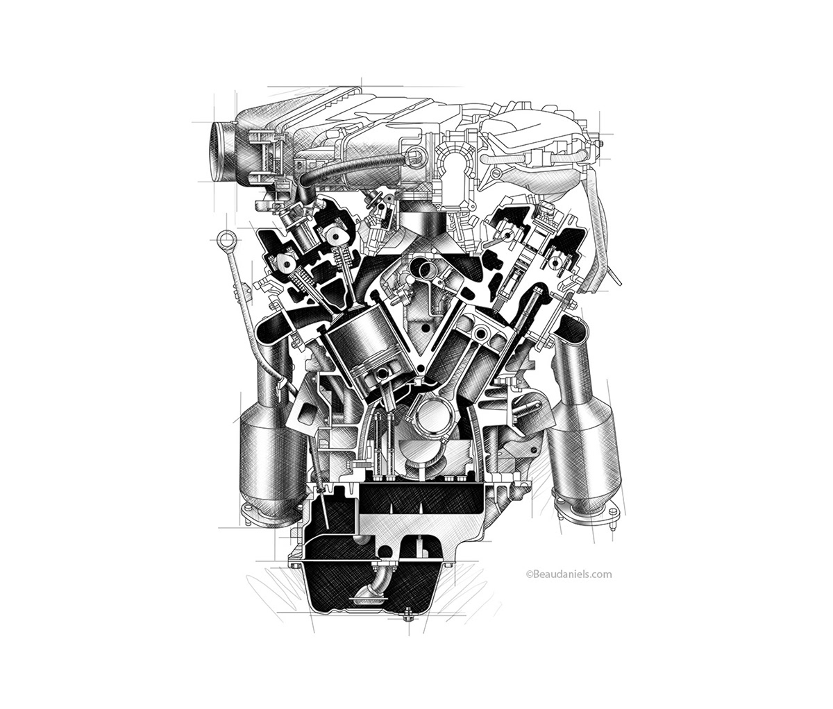 Beau and Alan Daniels illustration portfolios. - Generic car engines