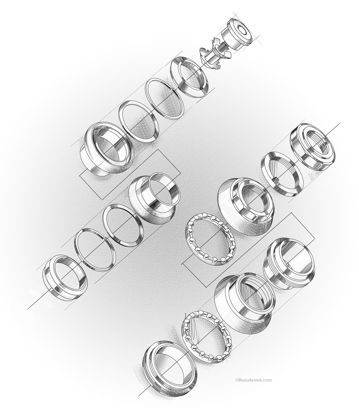 Bicycle head set illustration.