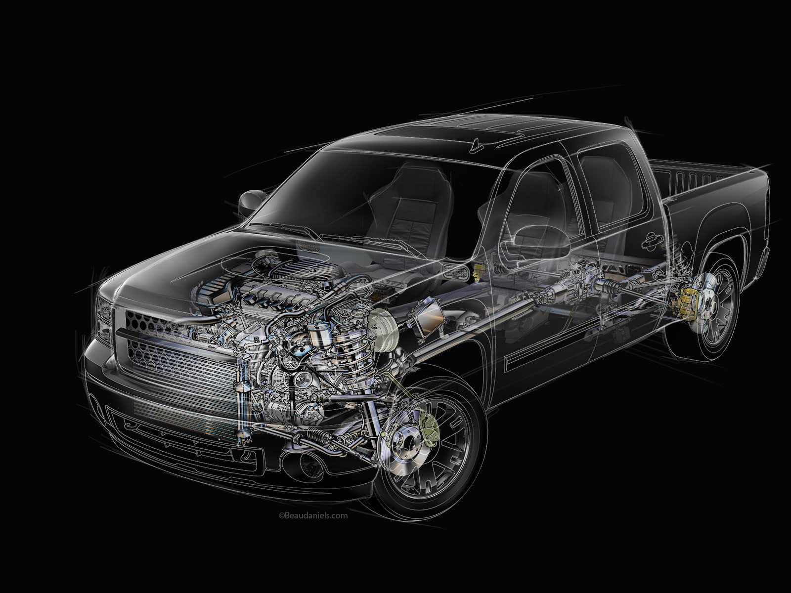 Generic crew cab pick up truck, available as a stock image.
