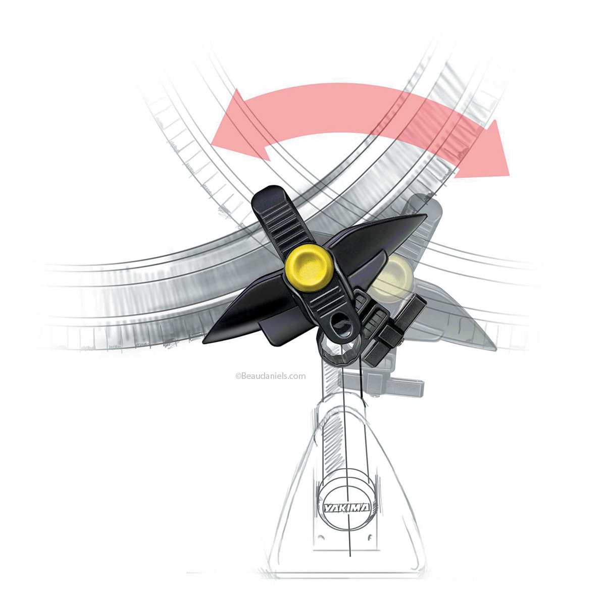 Yakima, "BoaTilt" Wheel locking devise.