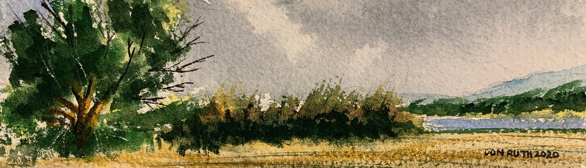 Harper Lake Tree bushes Watercolor Don Ruth the Works