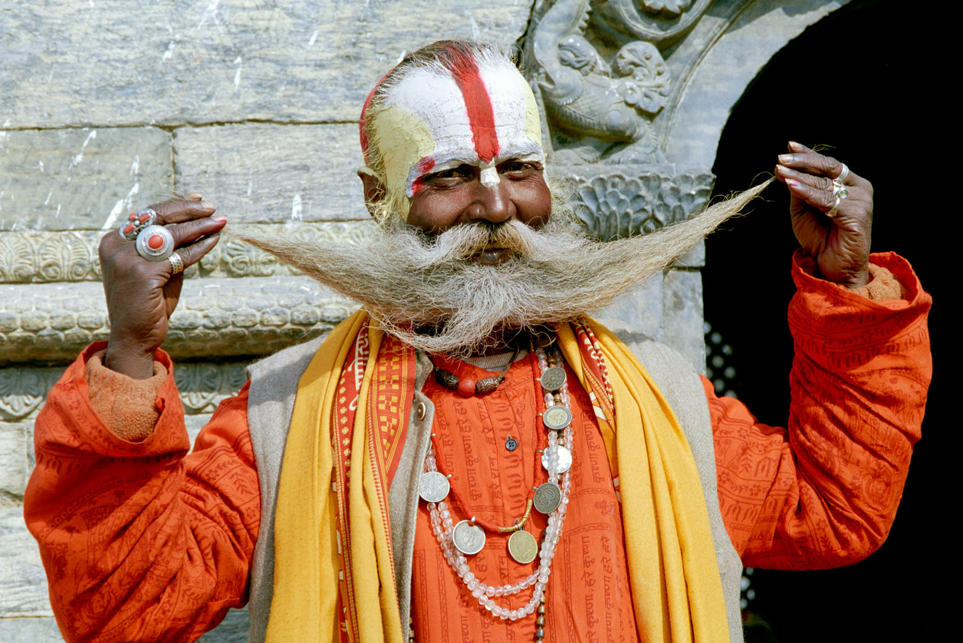 Nepal Pashupatinath Temple - This Sadhu is famous in Nepal, his face appeared in many Nepali tourist brochures.