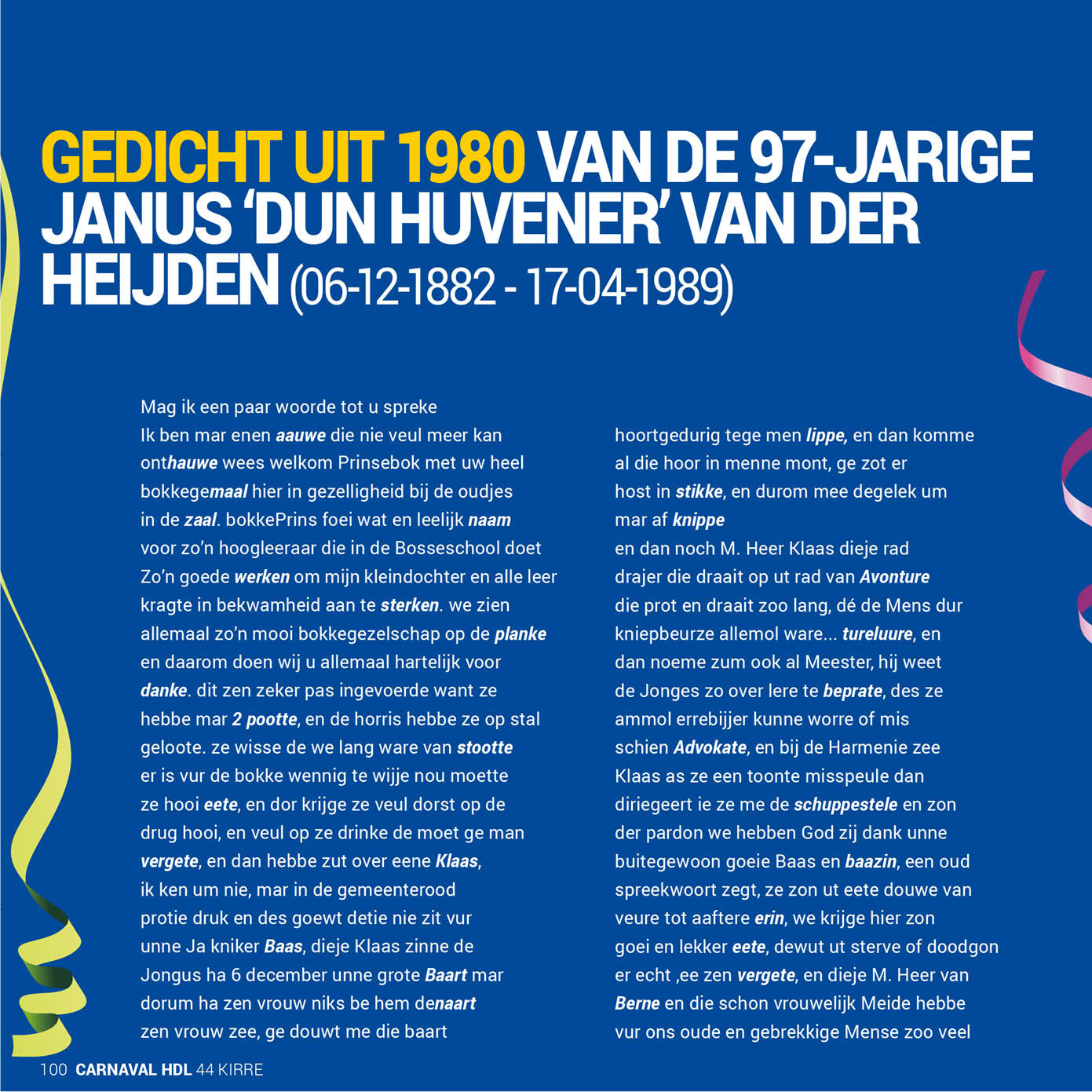 Boek 44 Kirre Carnaval gedicht uit 1980