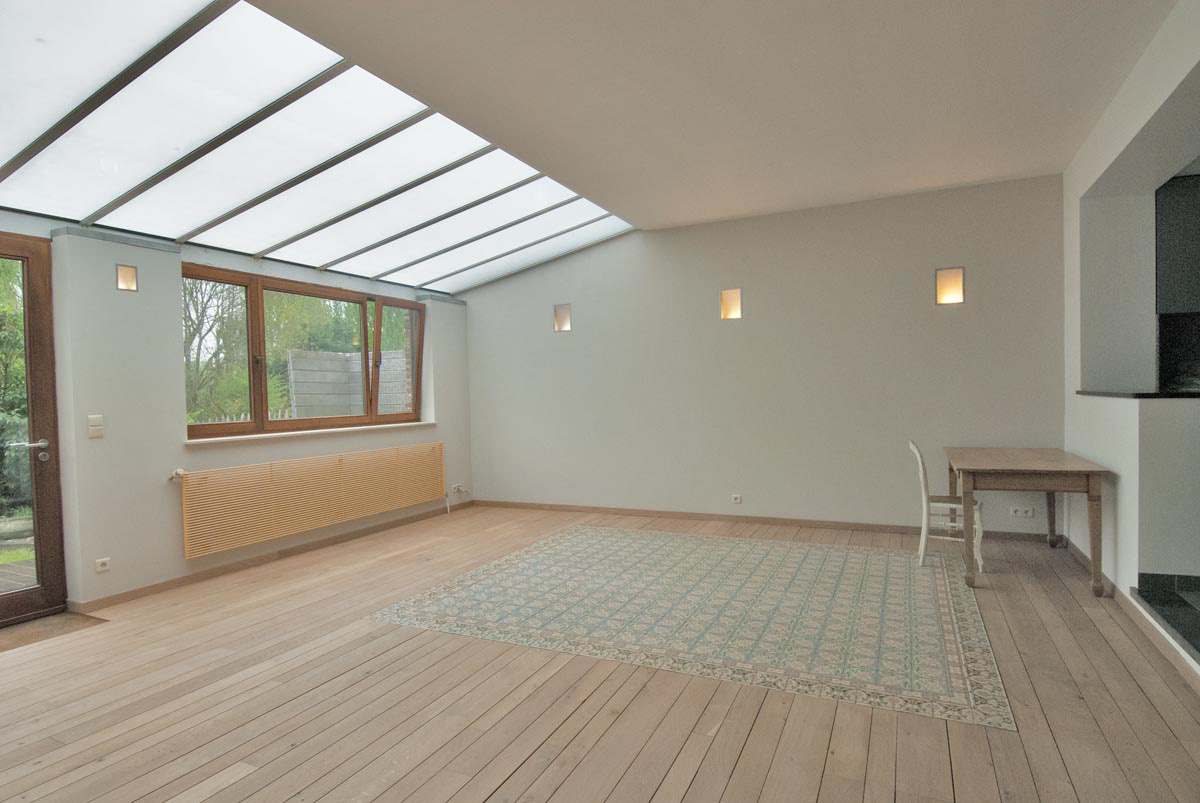 extension sous terrasse - plancher chêne massif