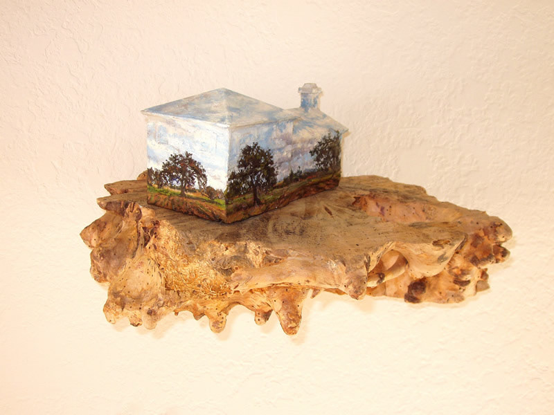 Treehouse, Oak Grove, oil on plastic, wood burl, 6.5in x 15in x 11in, 2006
