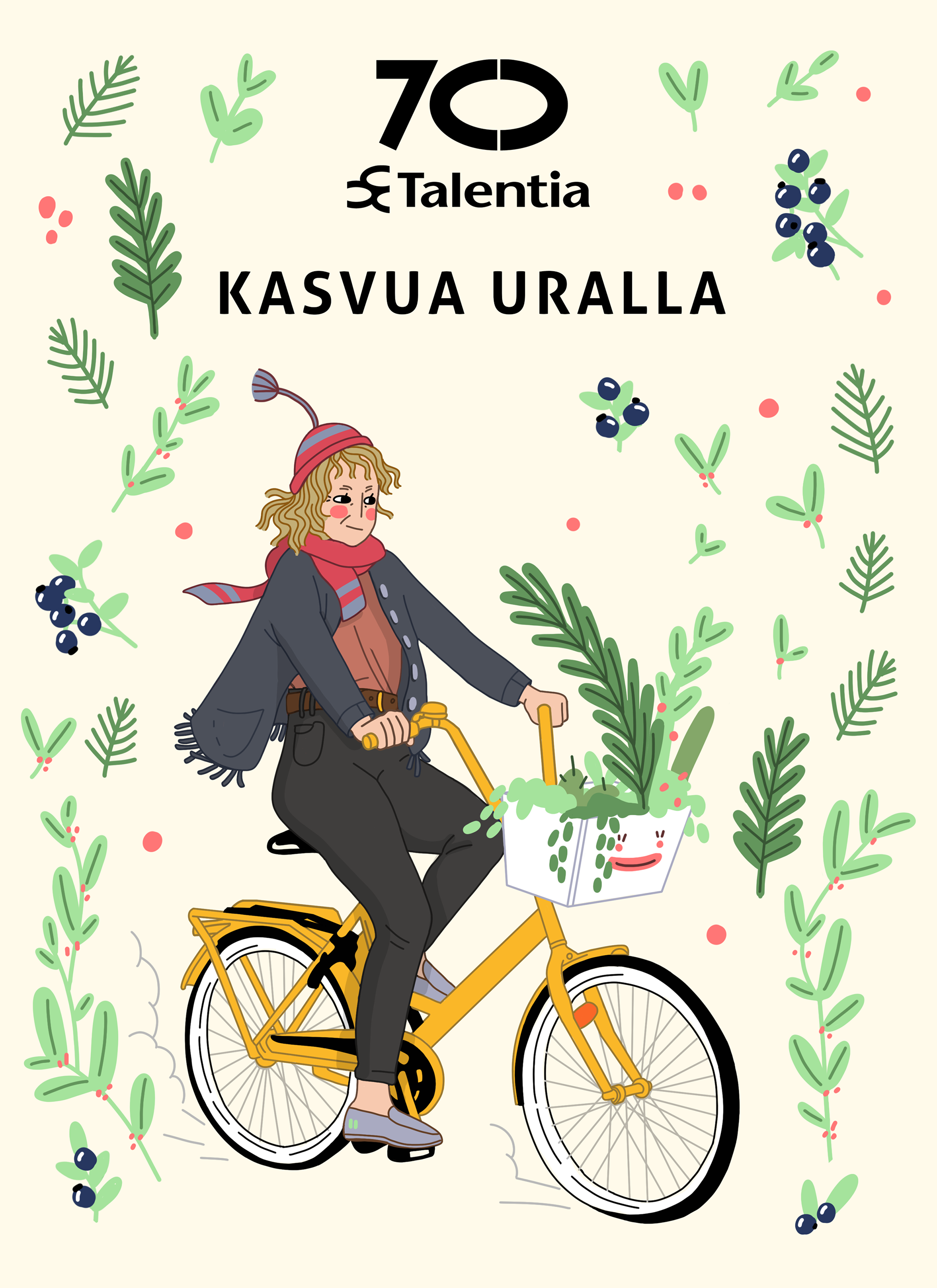 The postcard "Kasvua Uralla" was done to celebrate the 70 year anniversary of Talentia