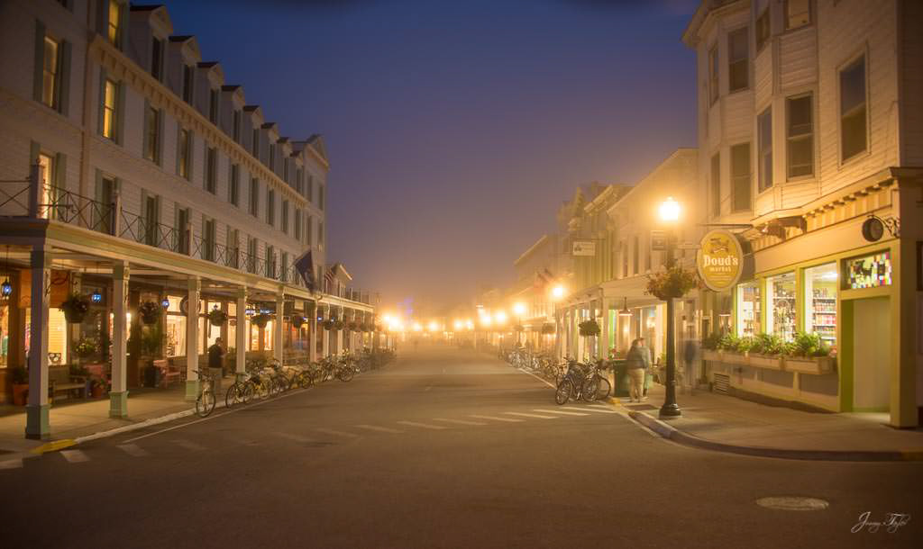 Foggy night on Mackinac Island