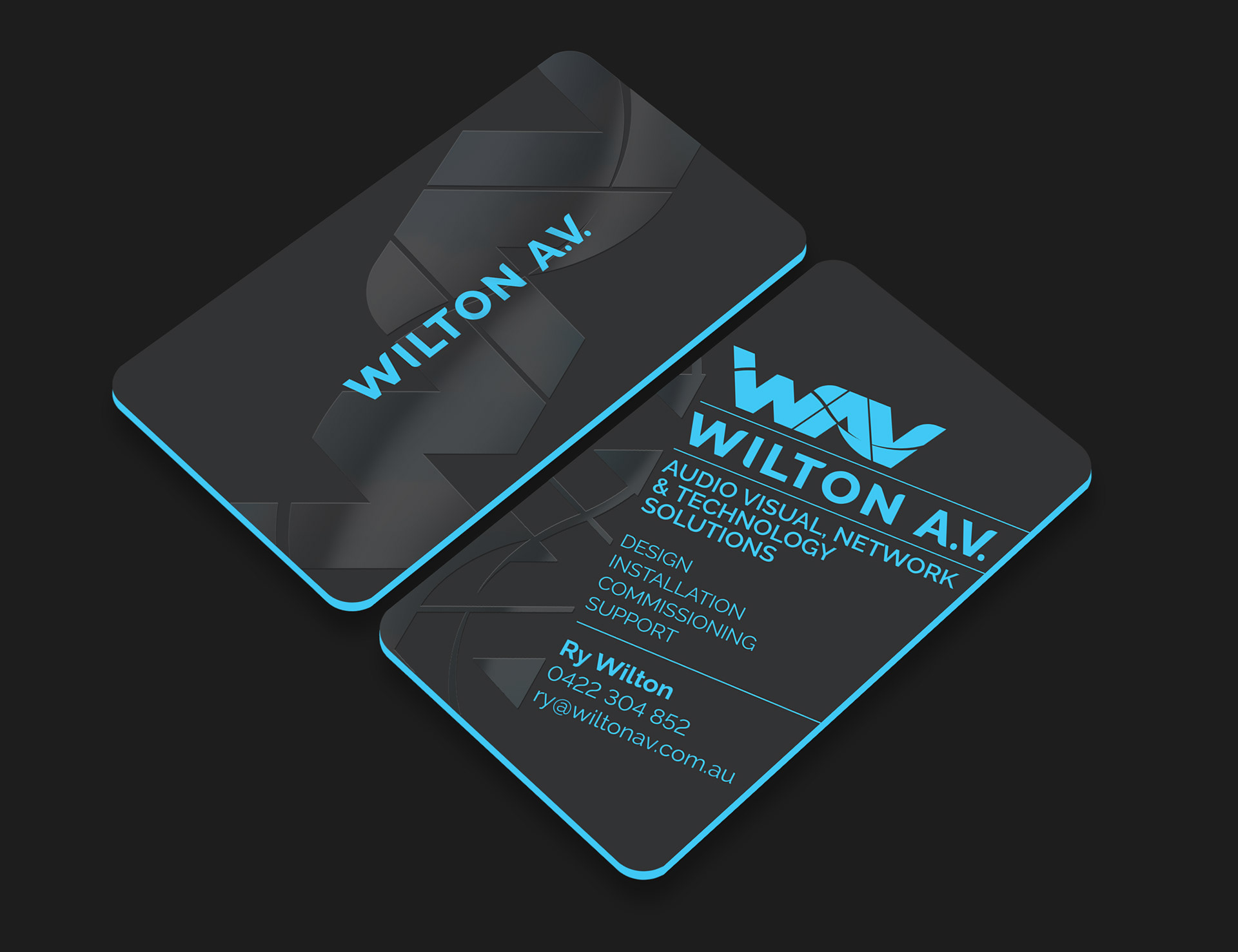 Business Card with reflective UV and blue edging
