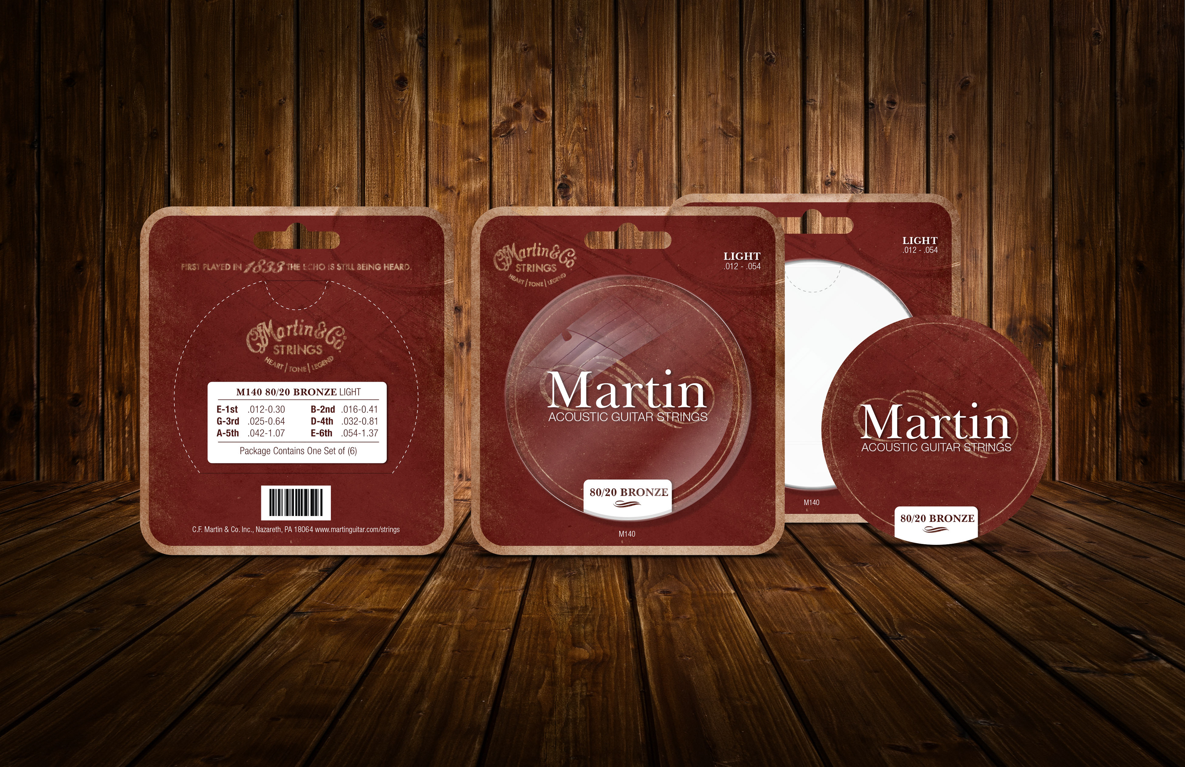 Photoshop Rendering design by Andrew Thompson of Packaging Concept for Martin Guitar Strings
