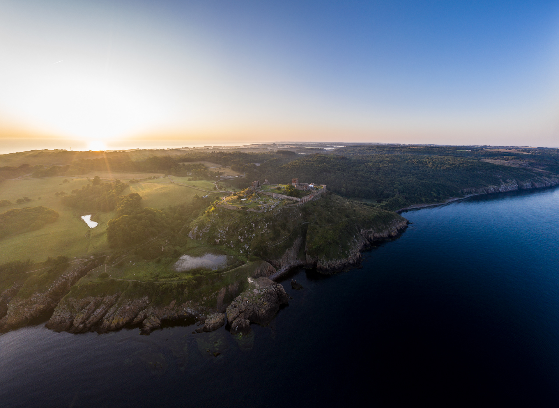 Drone image of Hammershus, Bornholm, Denmark
