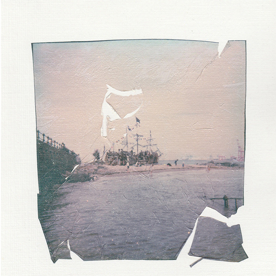 Black Pear New Brighton Wirral. Polaroid Lift on Water colour paper.