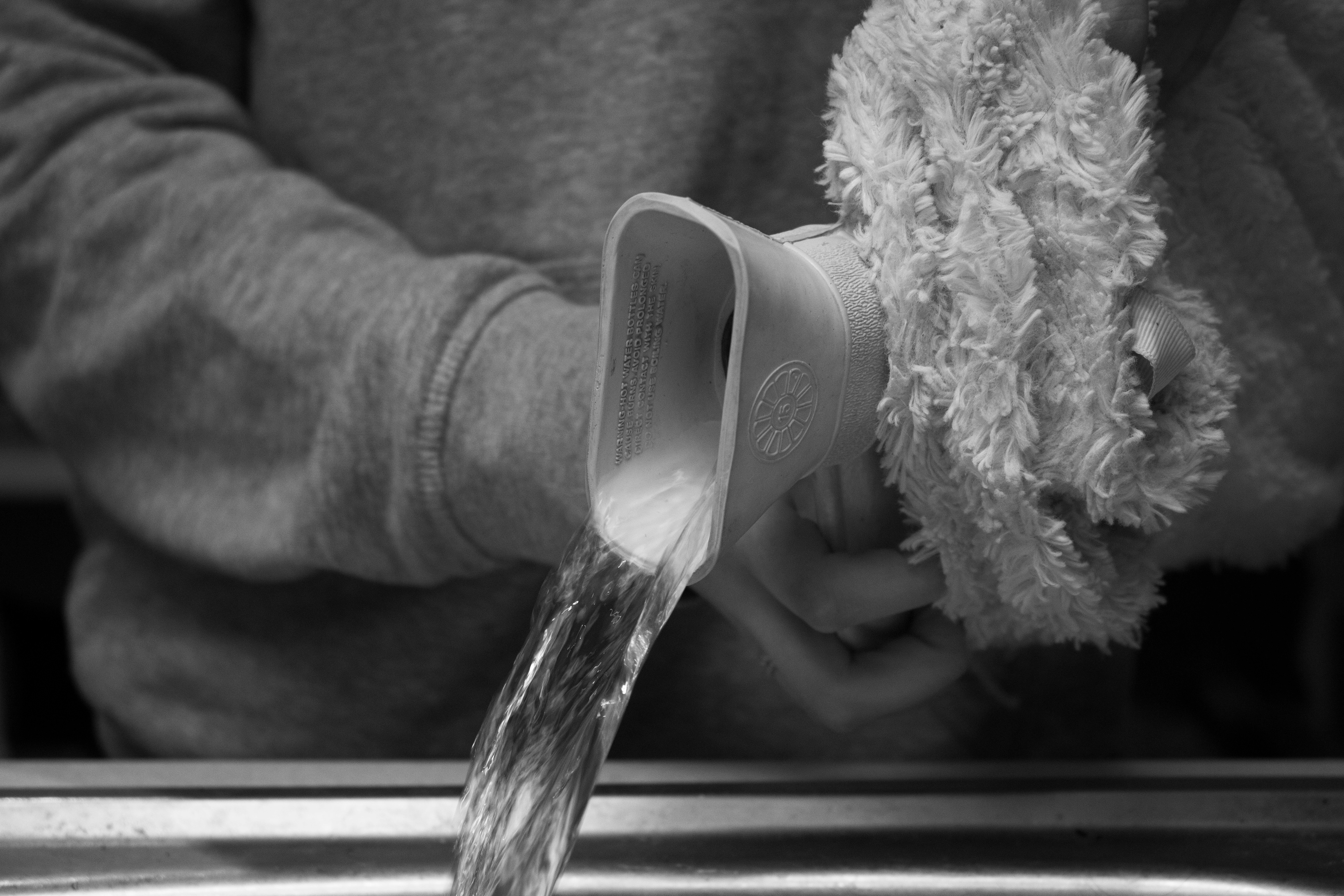 Hot water bottle being emptied