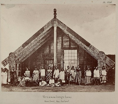 runanga, a meeting house in Ohinemutu, North Island - New Zealand. (Collection Andreas Reischek). Vienna World Museum, photo 3.396
