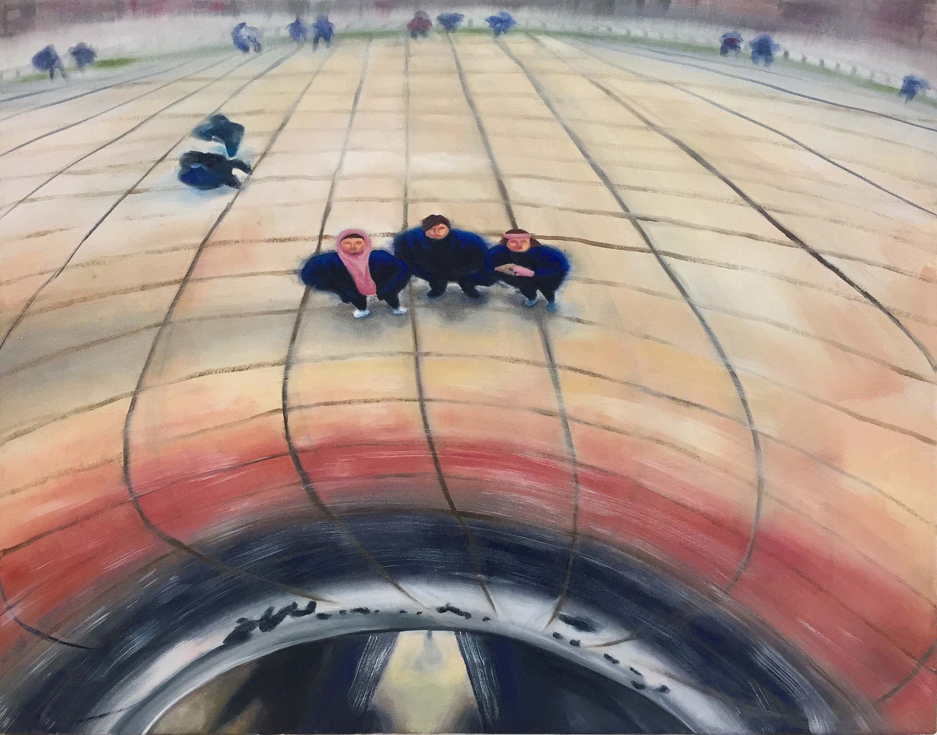 “Beanie Boys” 24″x30″, Oil on canvas, 2019