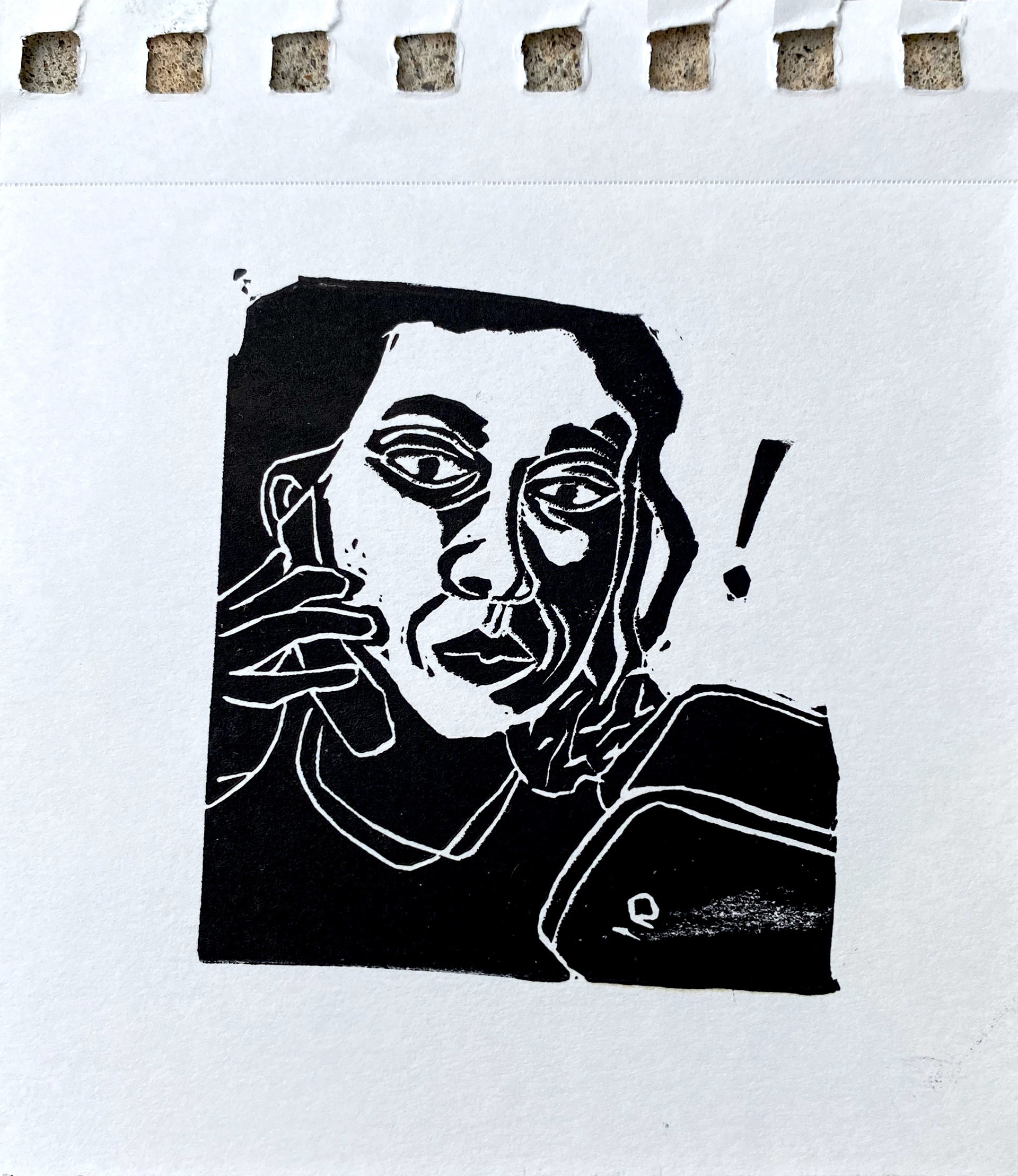 "Ring Ring" 3"x3", Linocut print, 2016