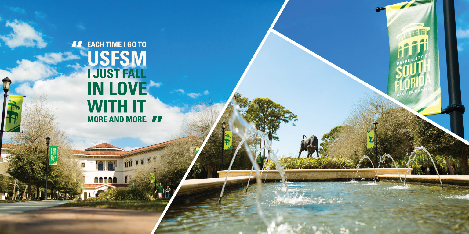 Page layout design in the USF Sarasota-Manatee campus lookbook