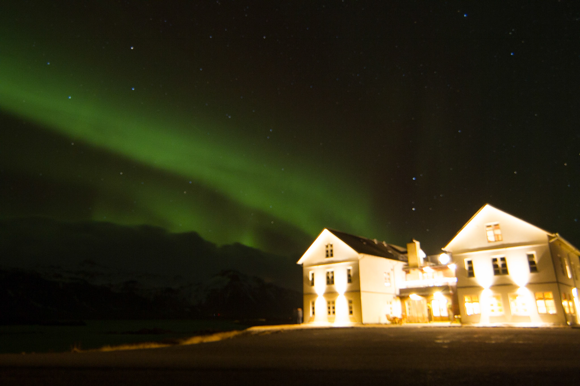 Northern lights at Hotel Budir