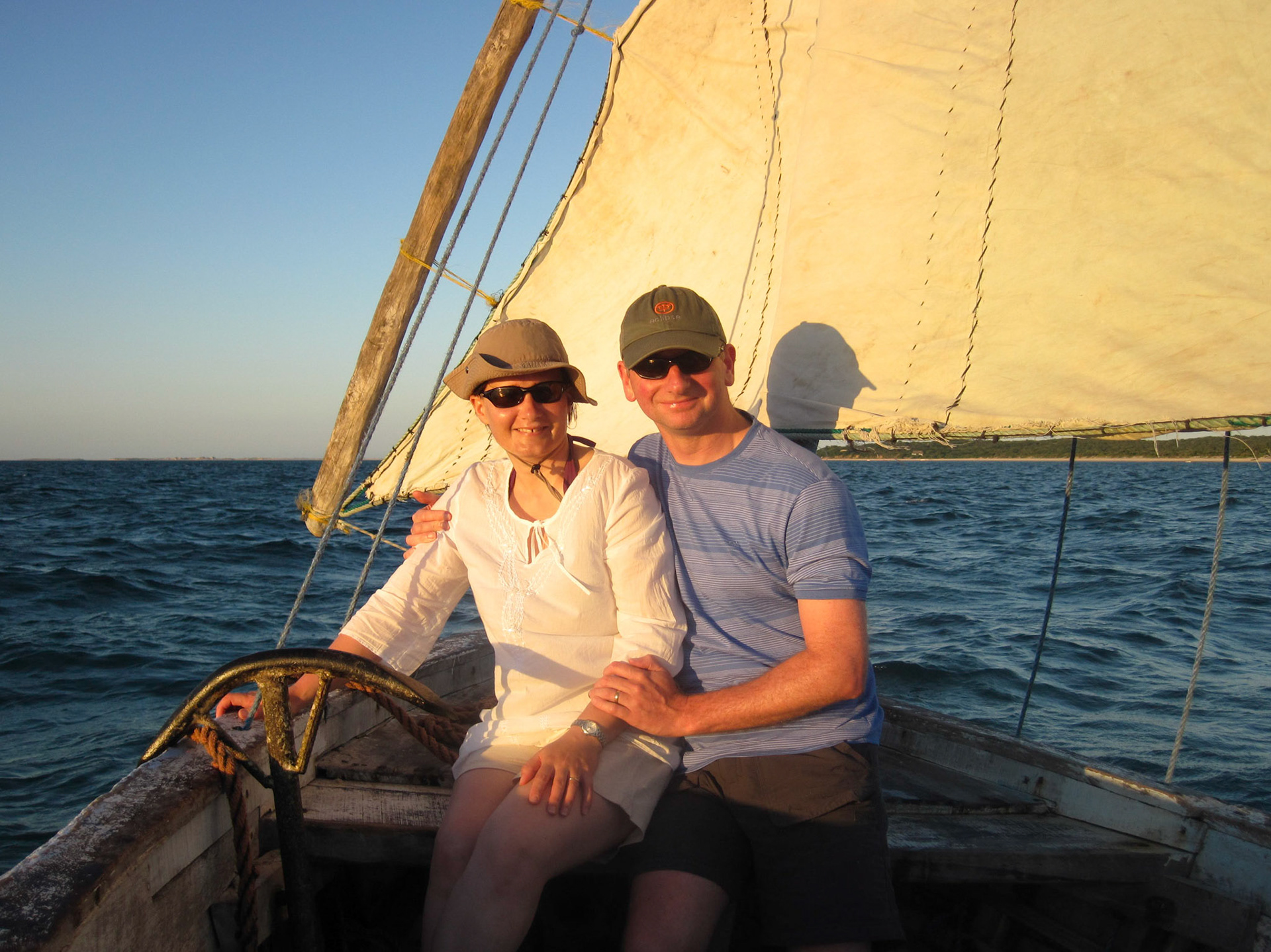 On board the dhow at sunset