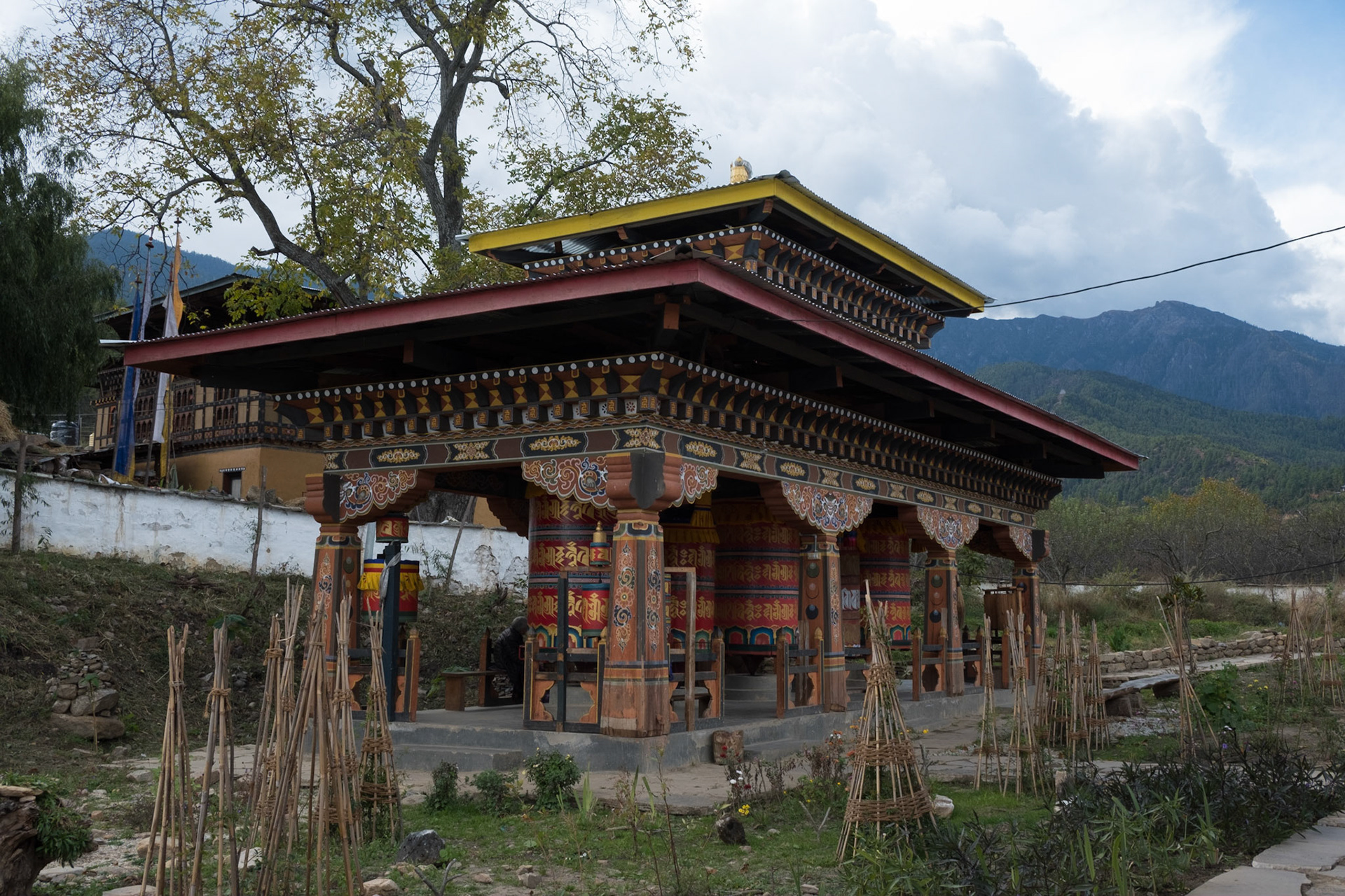 Large prayer wheels, Kyichu Lhakhang