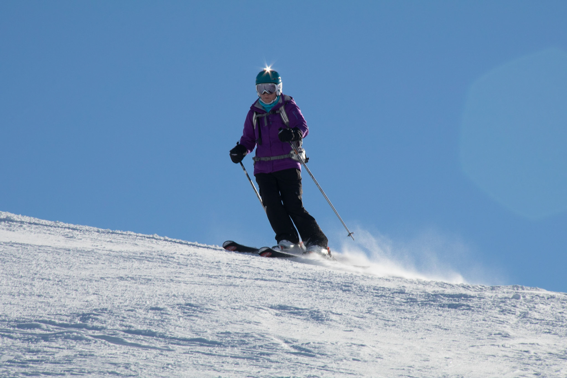 Sue skiing