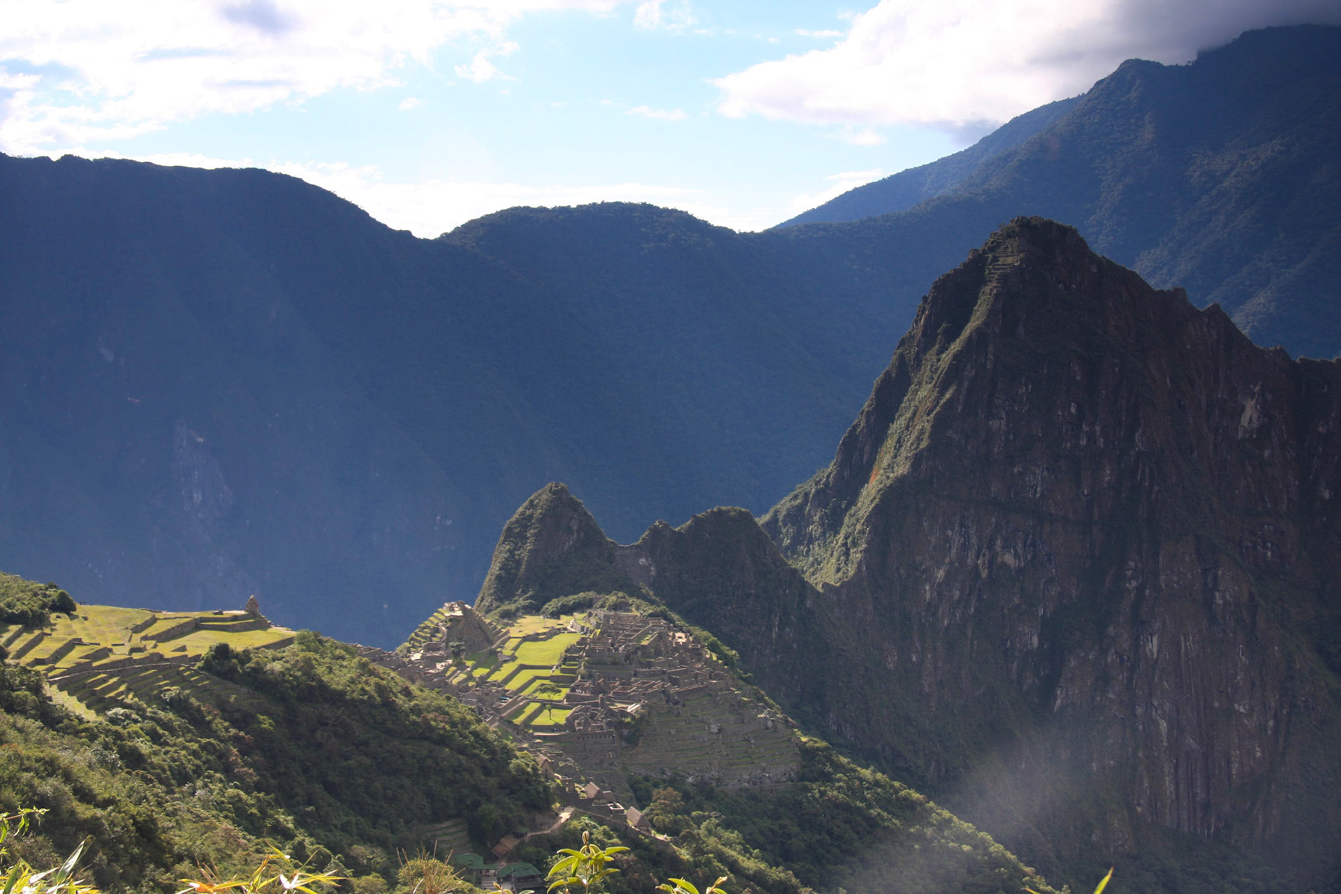 Looking down on Machu Picchu from the Inca Trail