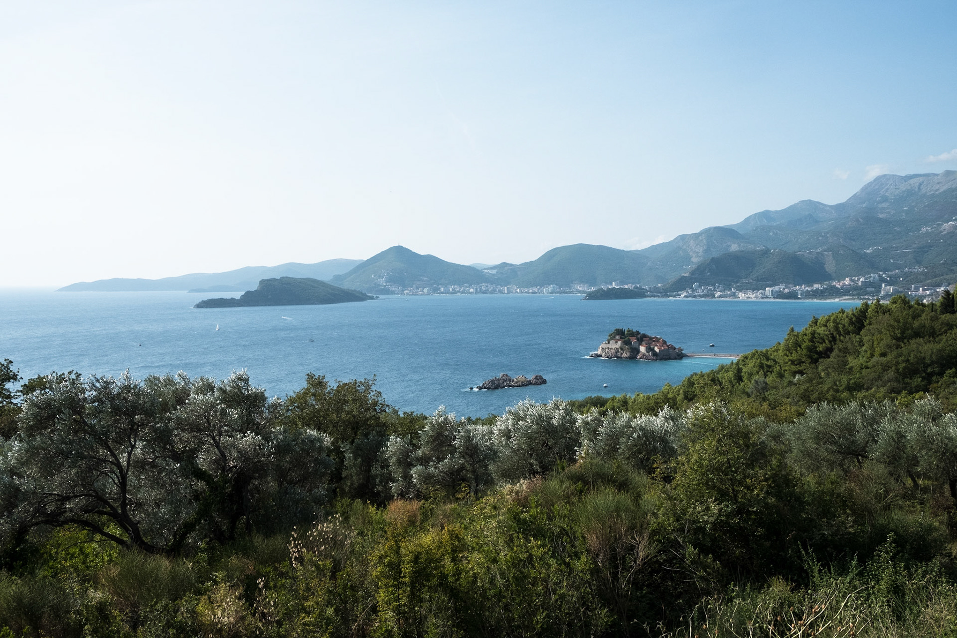 Coast, including Sveti Stefan and Budva in the distance
