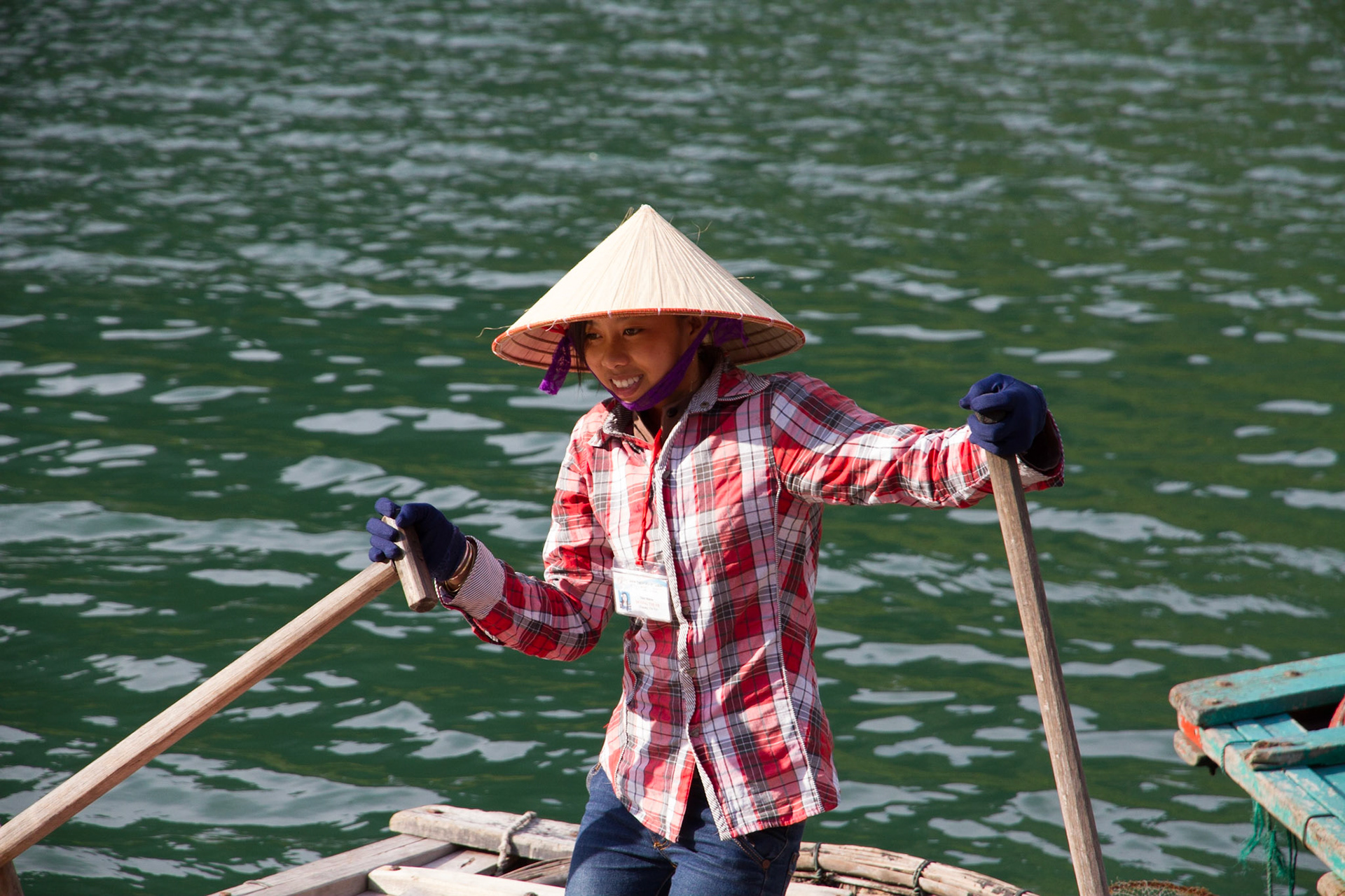 The lady who rowed us through the village