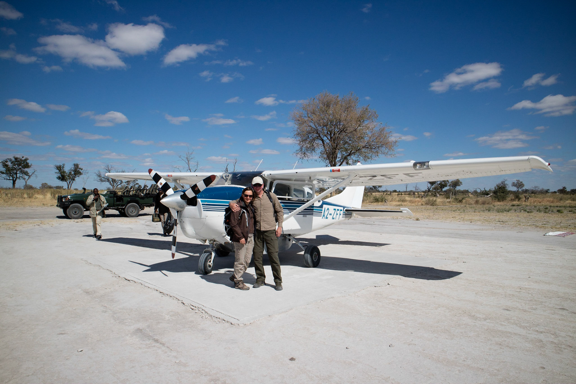 At Selinda air strip