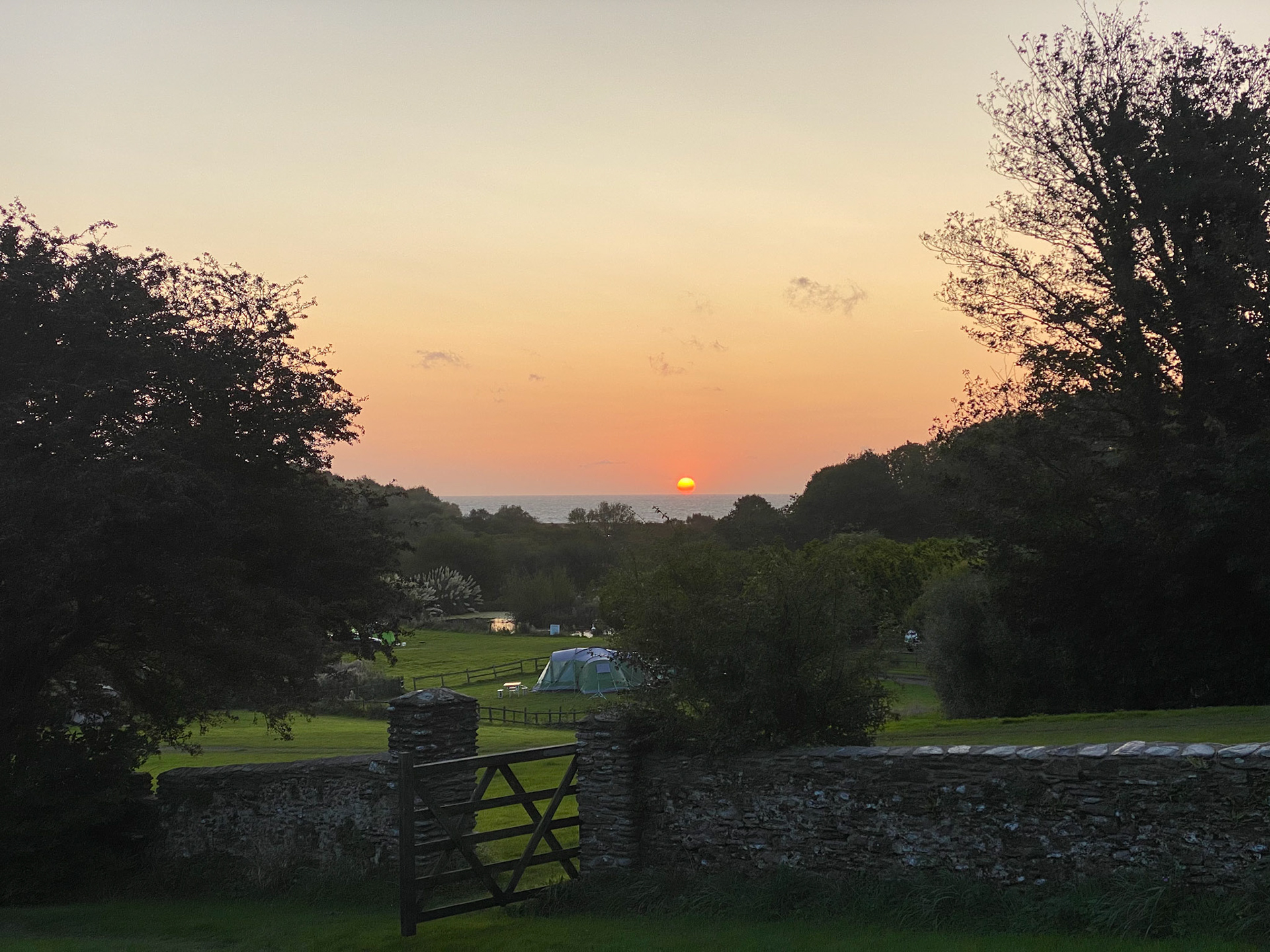 Sunrise from the Snug pitch at Beryl’s campsite