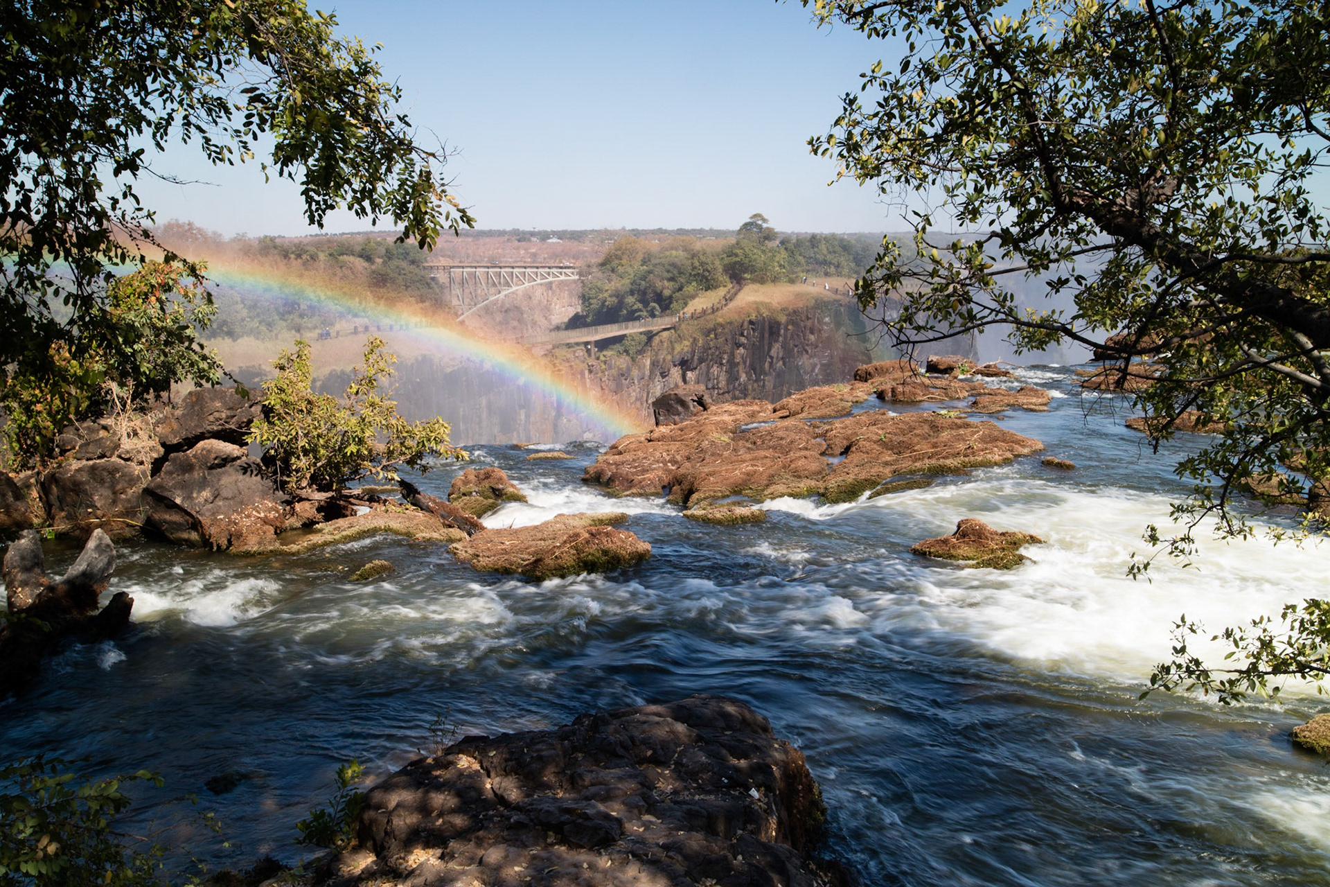 Looking towards the edge of Victoria Falls