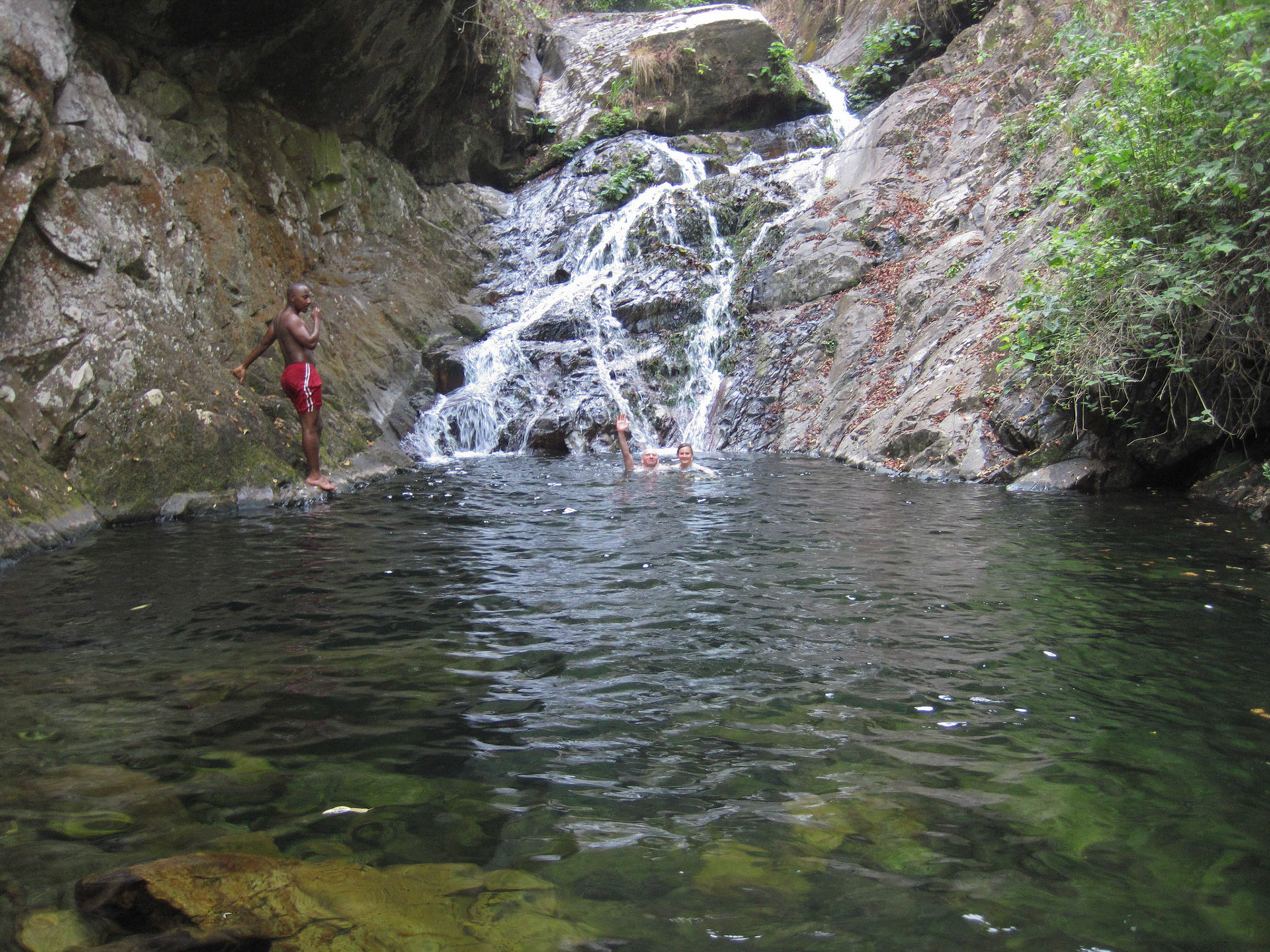 Swimming in a chilly natural pool!